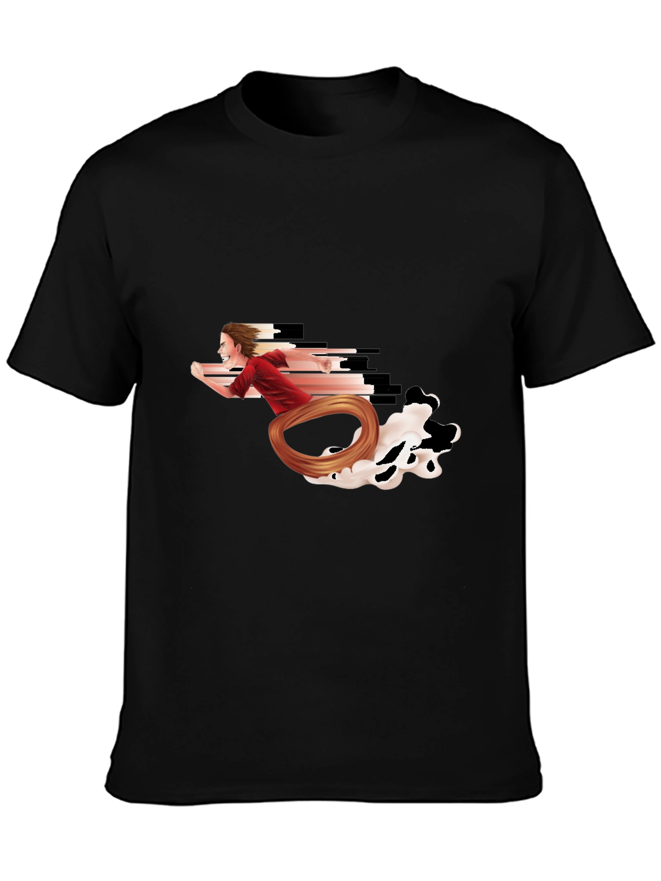 Running Man Graphic Tee - Black Crewneck T-Shirt