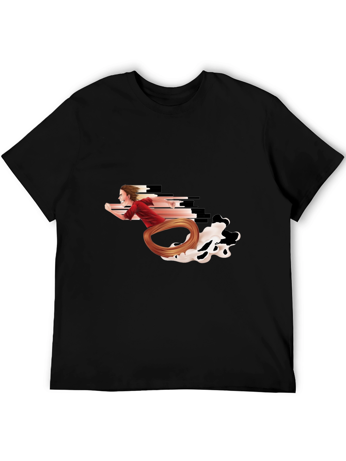 Running Man Graphic Tee - Black Crewneck T-Shirt