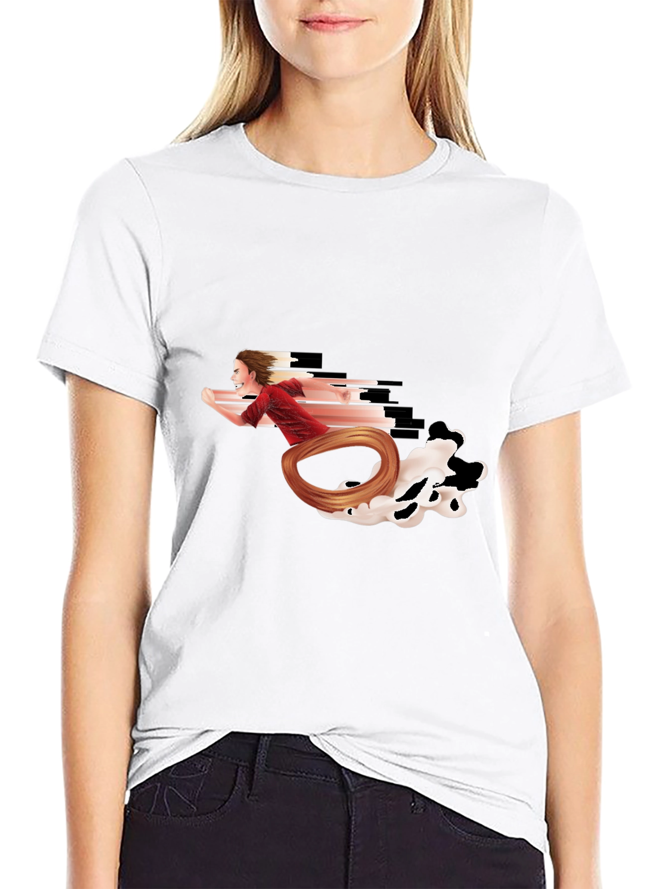 Running Man Graphic Tee - Black Crewneck T-Shirt