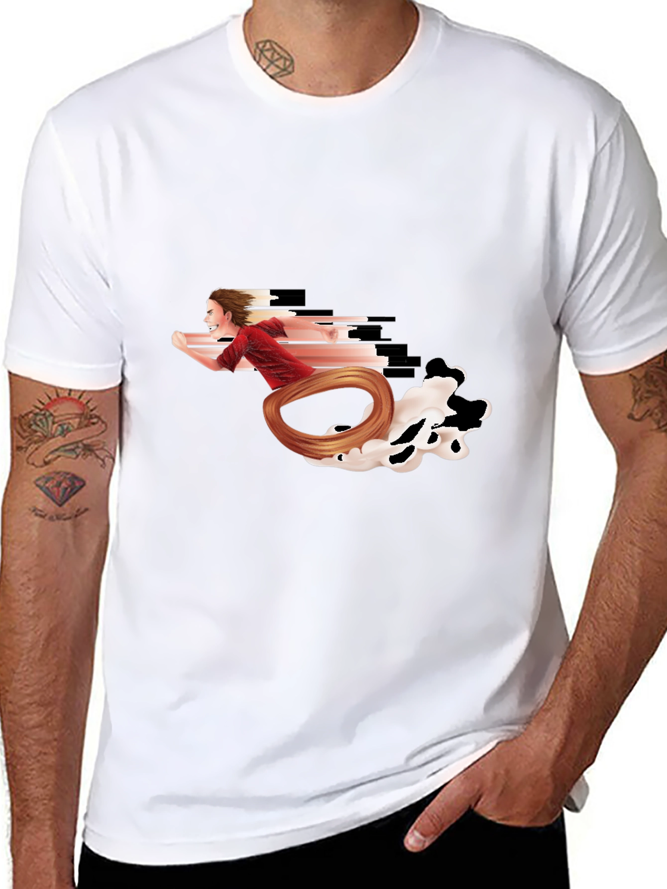 Running Man Graphic Tee - Black Crewneck T-Shirt