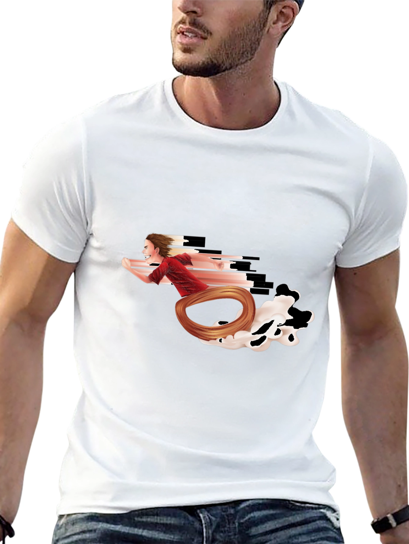 Running Man Graphic Tee - Black Crewneck T-Shirt