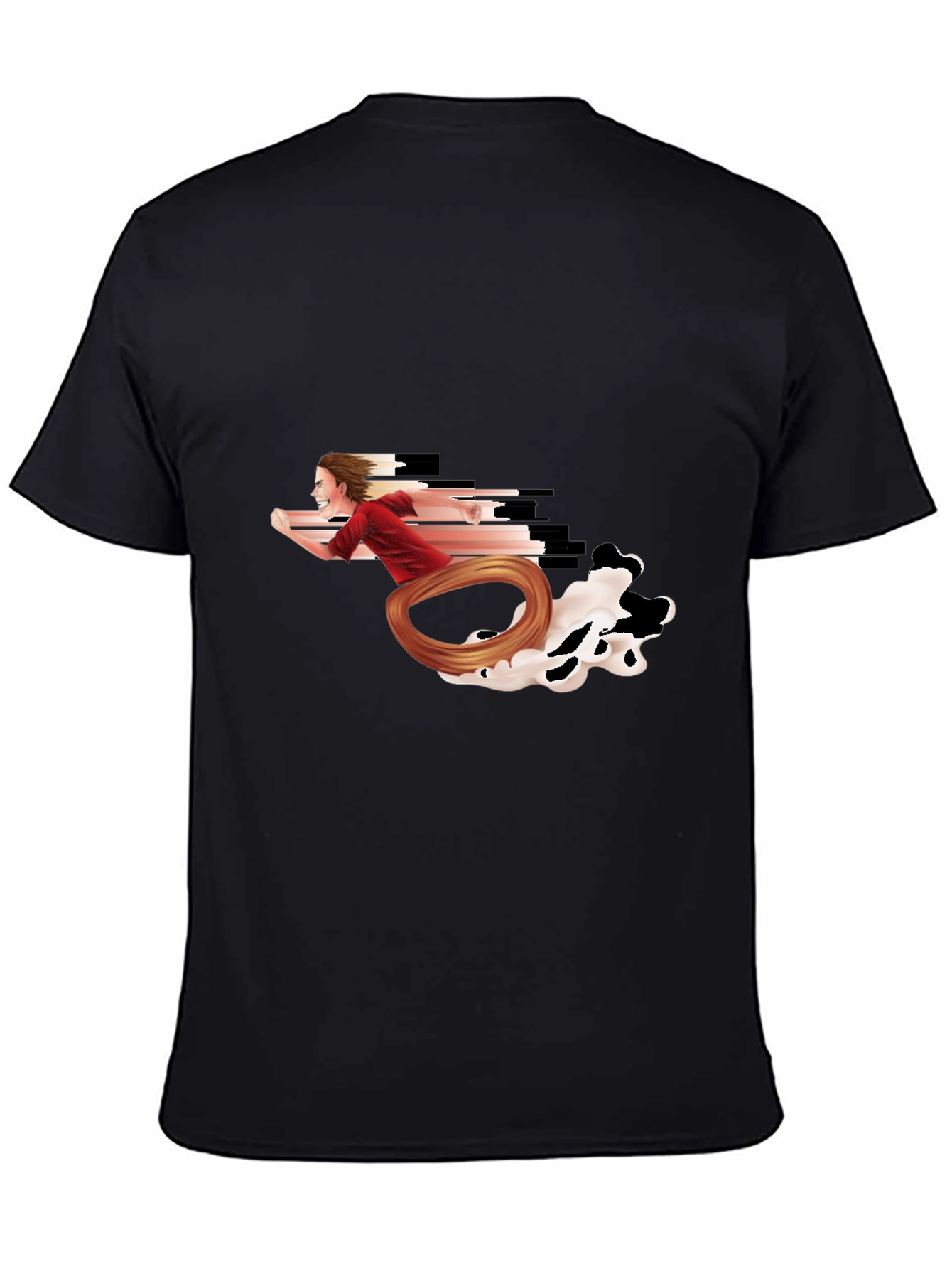 Running Man Graphic Tee - Black Crewneck T-Shirt