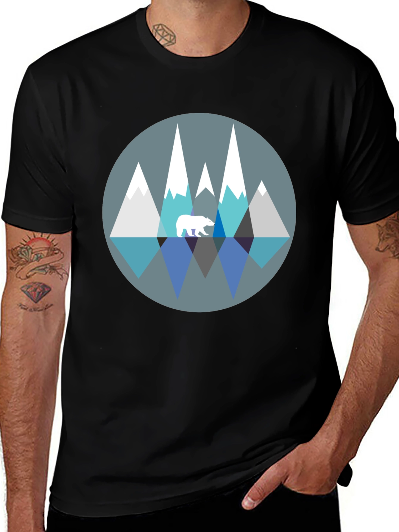 Geometric Mountain Bear Graphic Tee