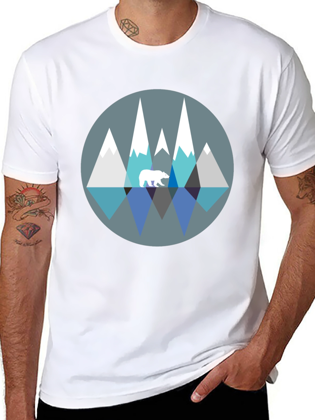 Geometric Mountain Bear Graphic Tee