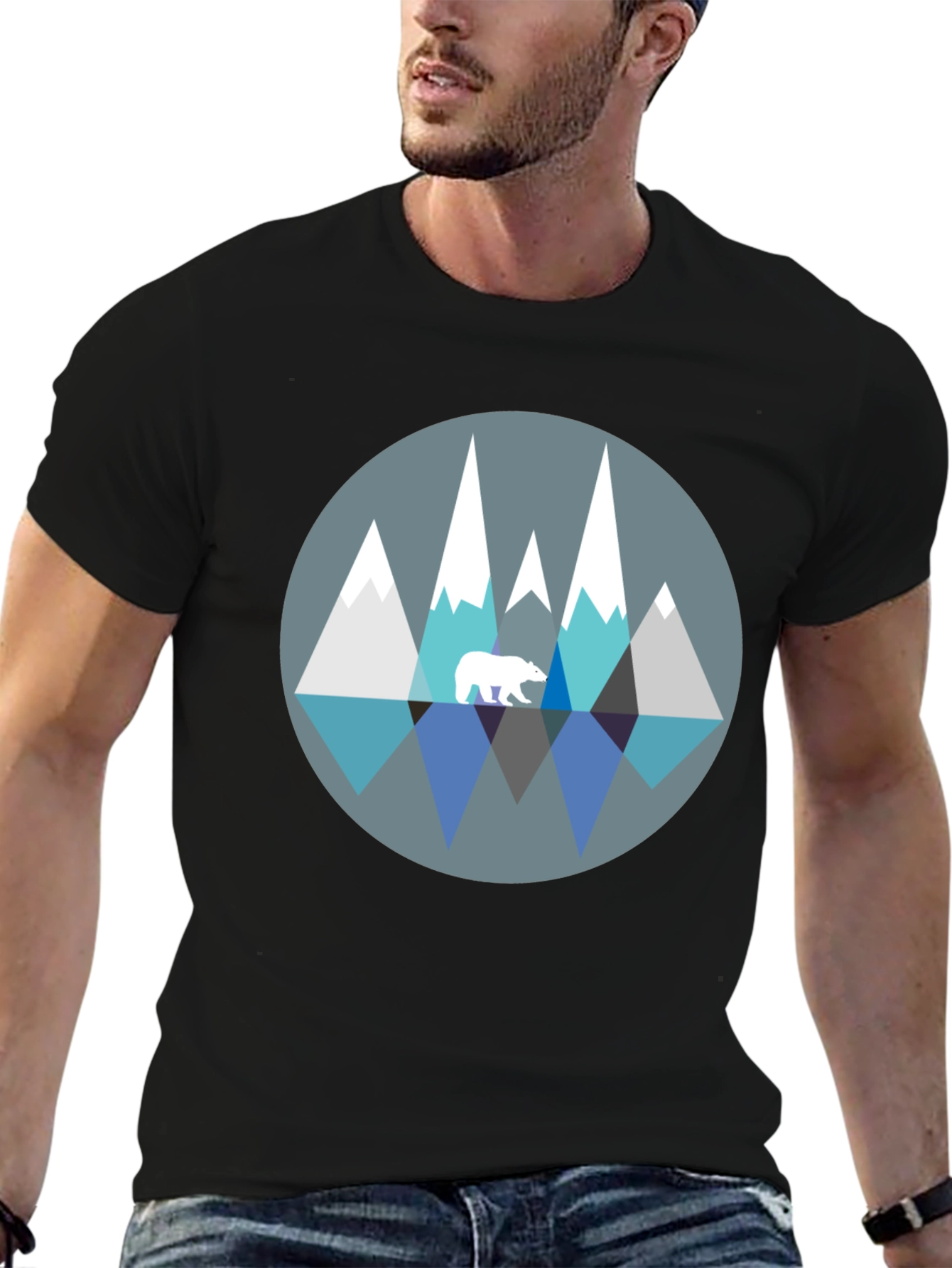 Geometric Mountain Bear Graphic Tee