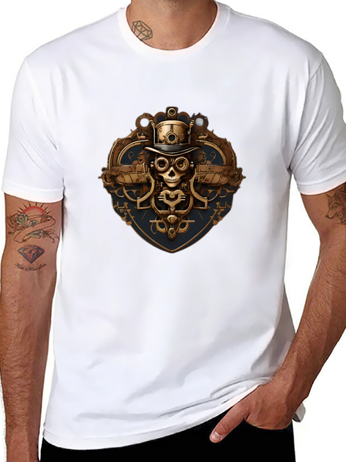 Steampunk Skull Graphic T-Shirt