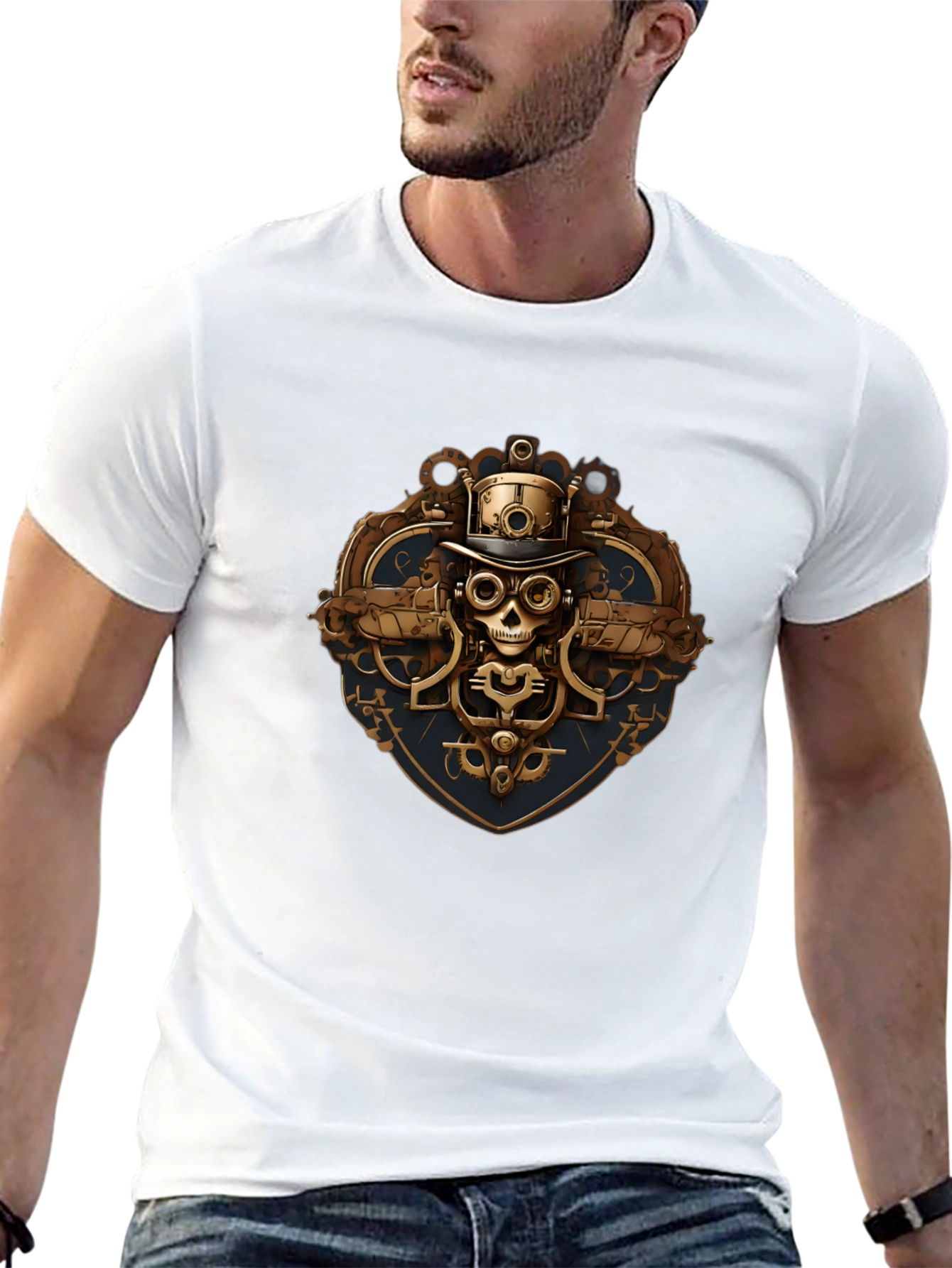 Steampunk Skull Graphic T-Shirt