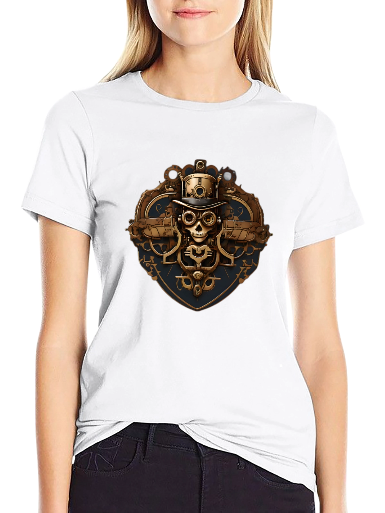 Steampunk Skull Graphic T-Shirt