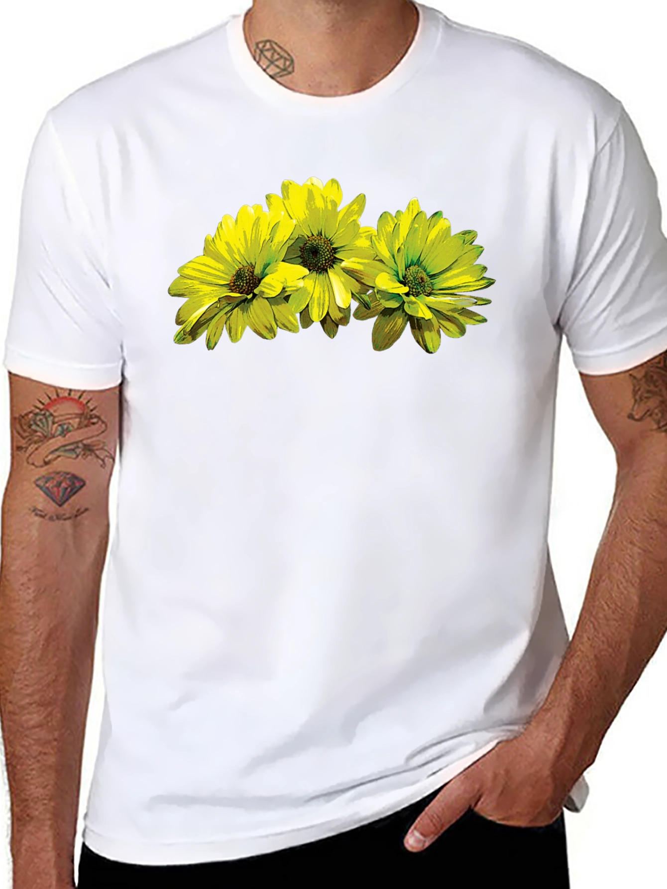 Floral Print T-Shirt - Stylish Black Tee