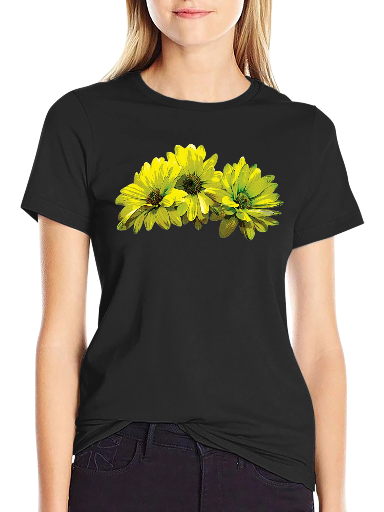 Floral Print T-Shirt - Stylish Black Tee