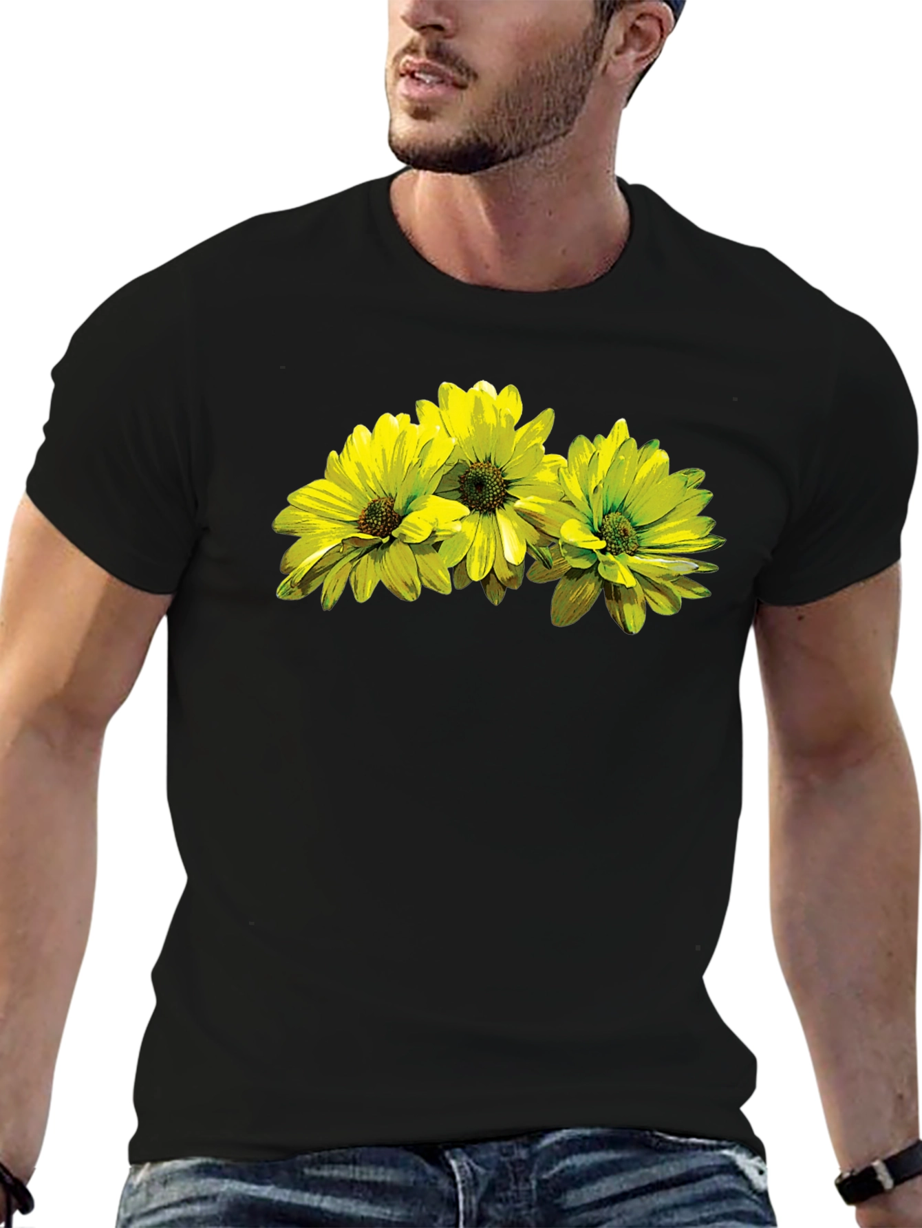 Floral Print T-Shirt - Stylish Black Tee