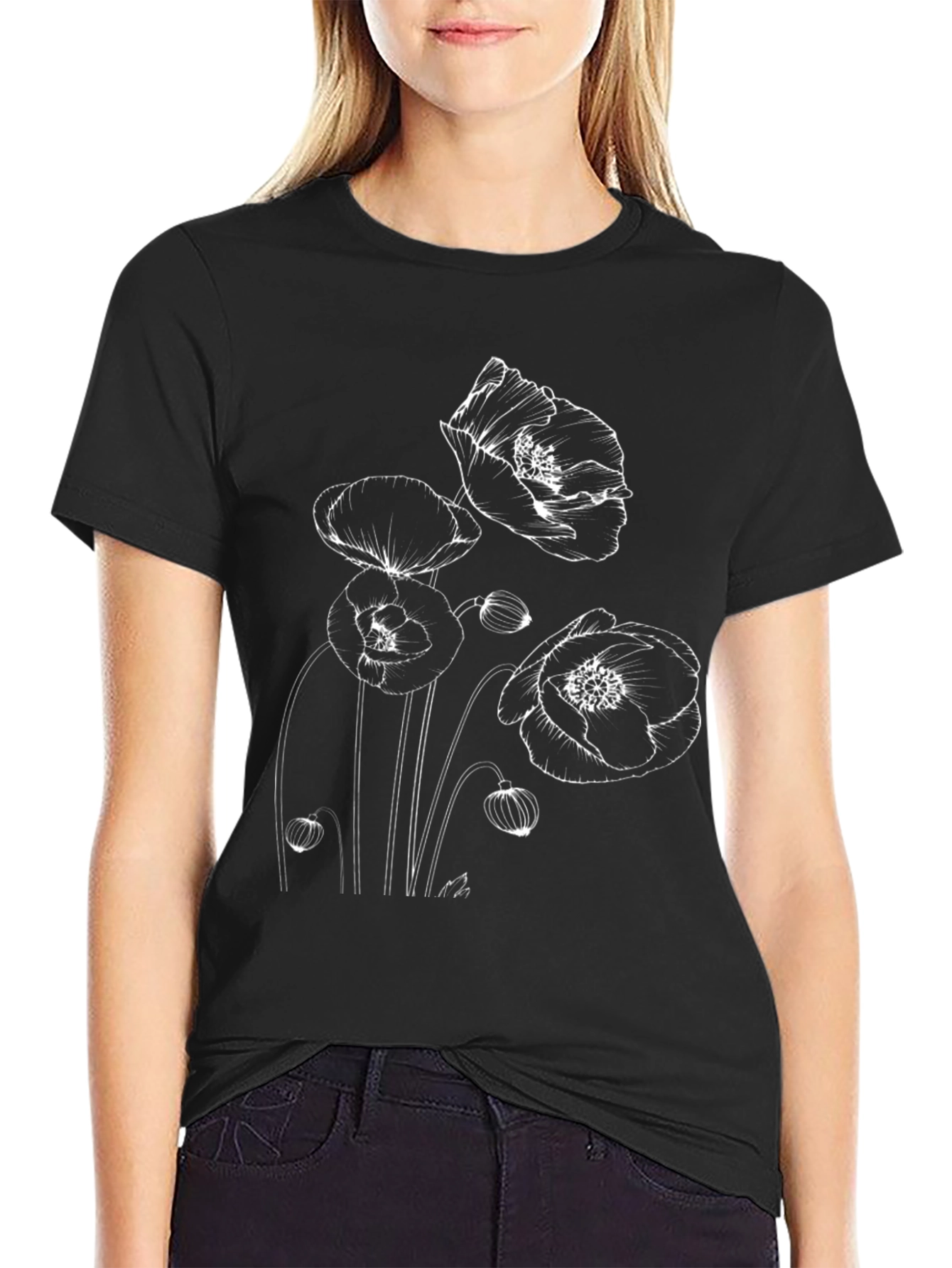 Poppy Graphic Black T-Shirt | Unisex Fashion Tee