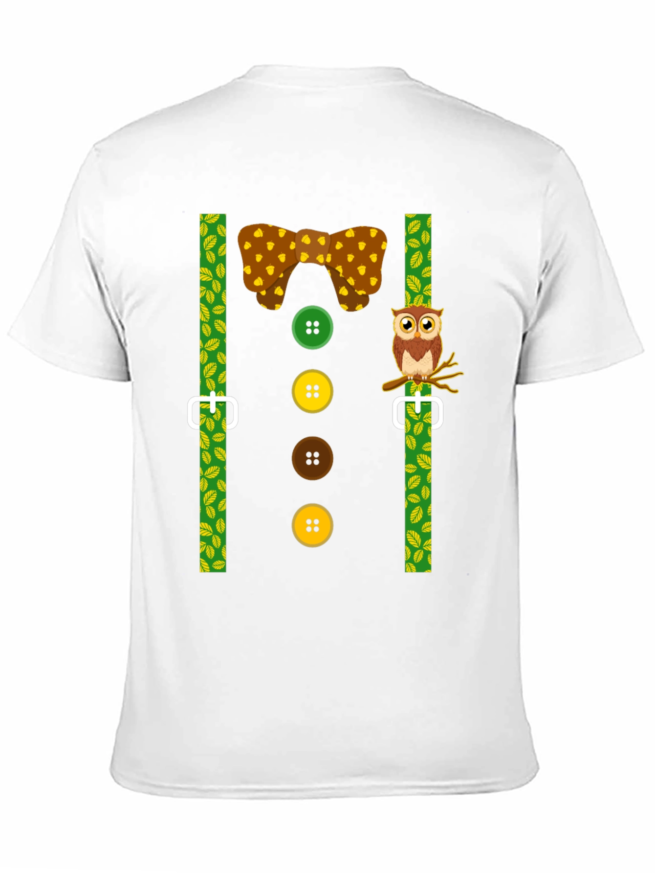Funny Owl Suspender T-Shirt - Novelty Costume Tee