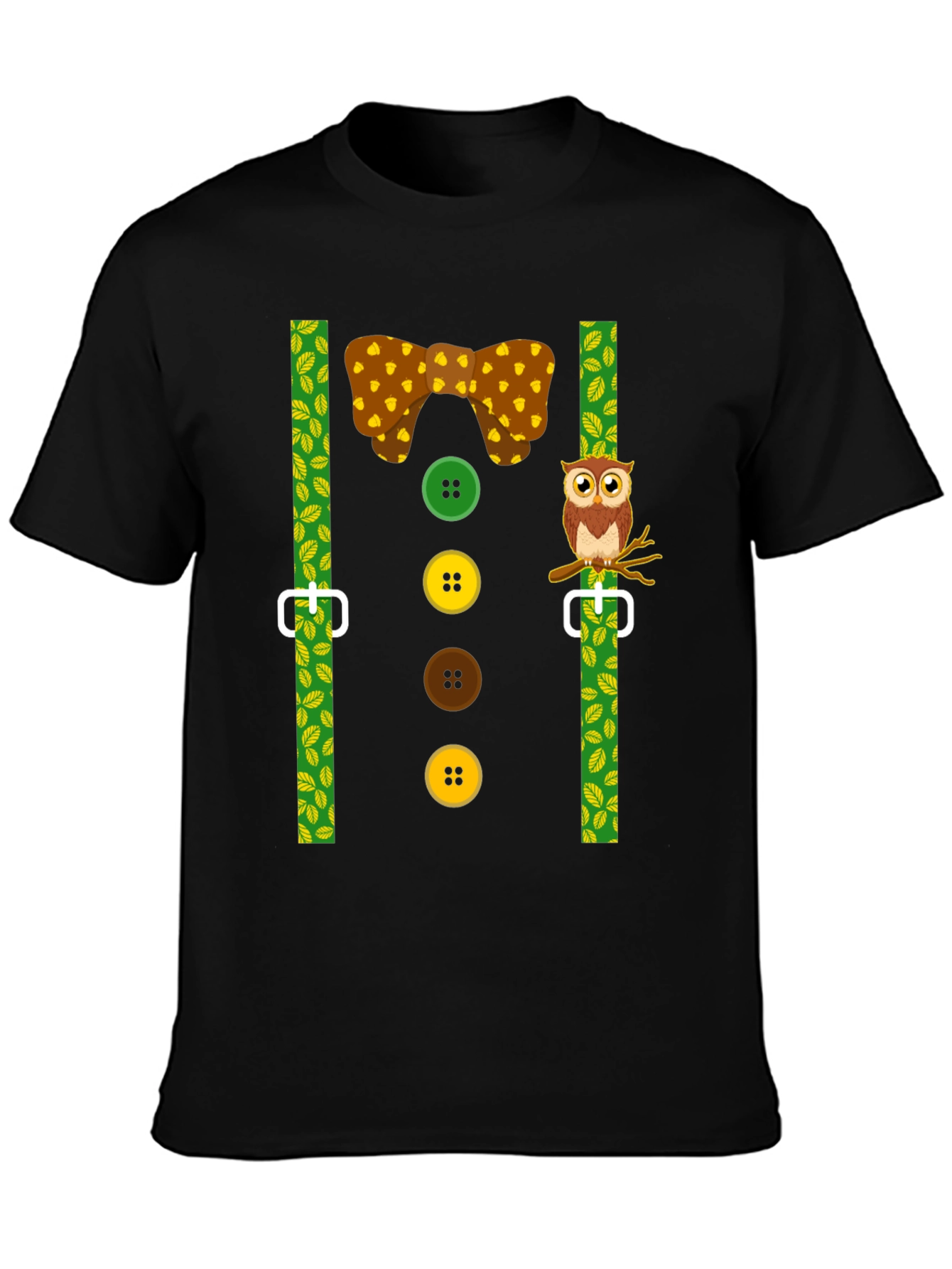 Funny Owl Suspender T-Shirt - Novelty Costume Tee