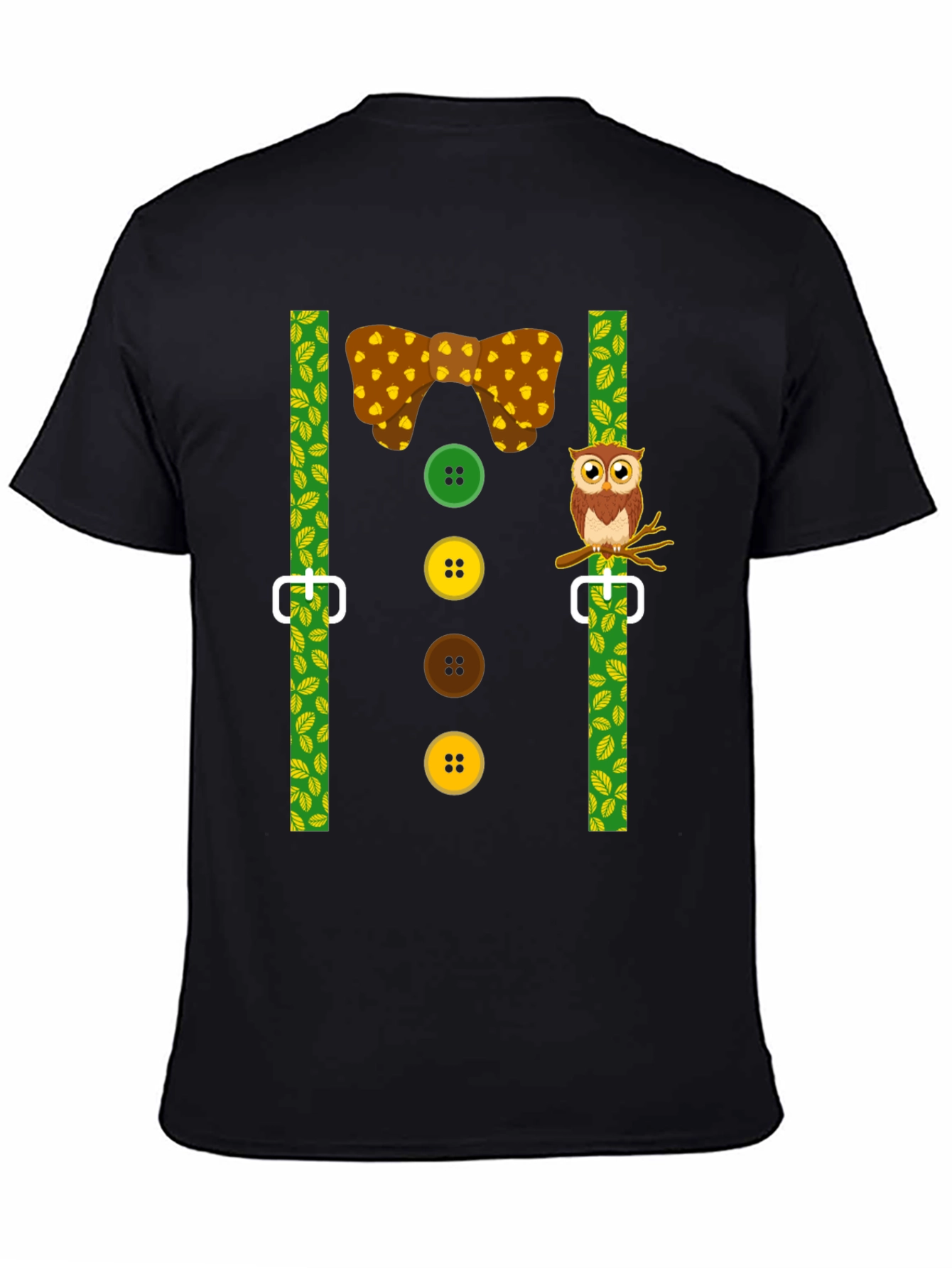 Funny Owl Suspender T-Shirt - Novelty Costume Tee