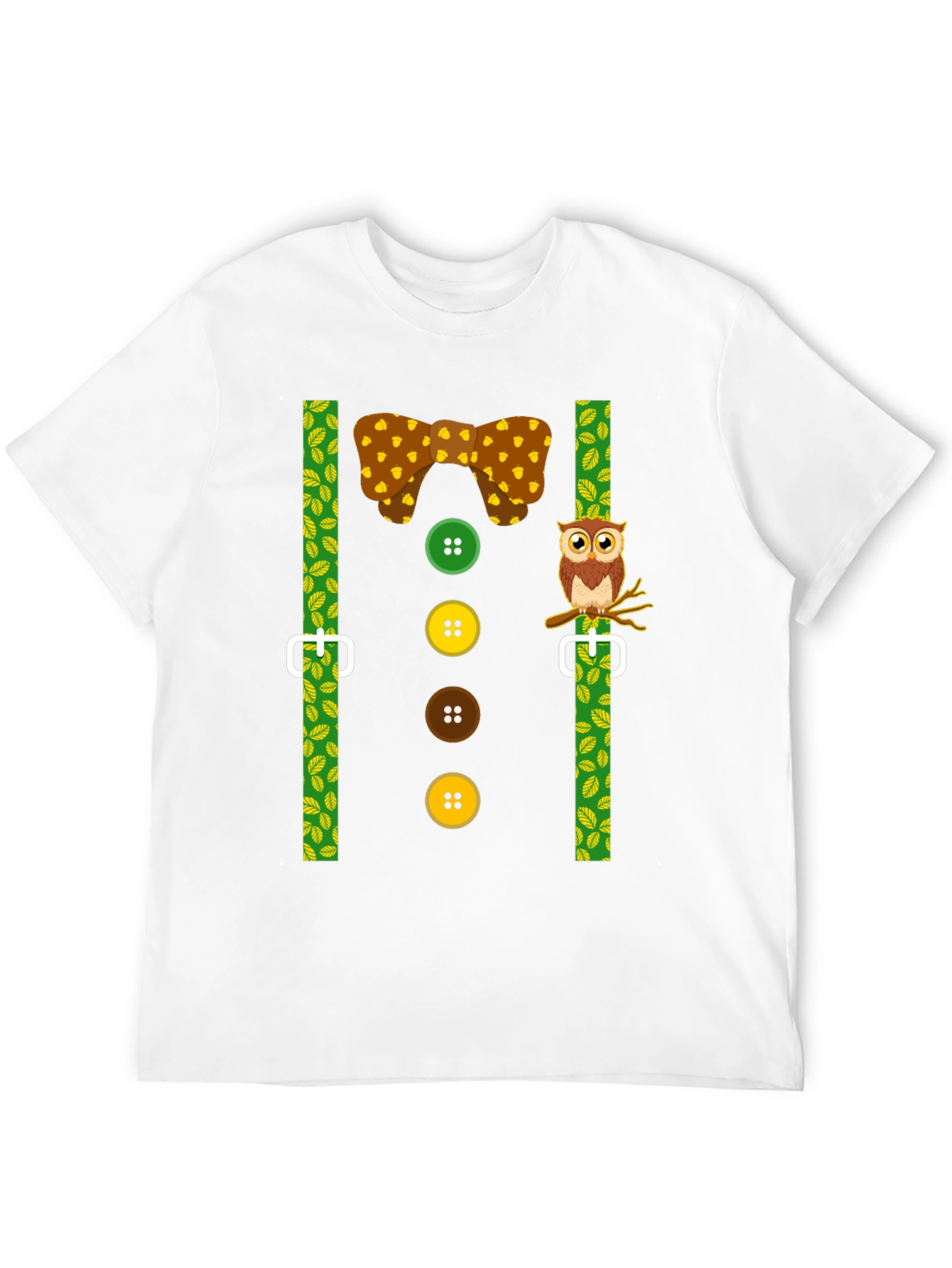Funny Owl Suspender T-Shirt - Novelty Costume Tee