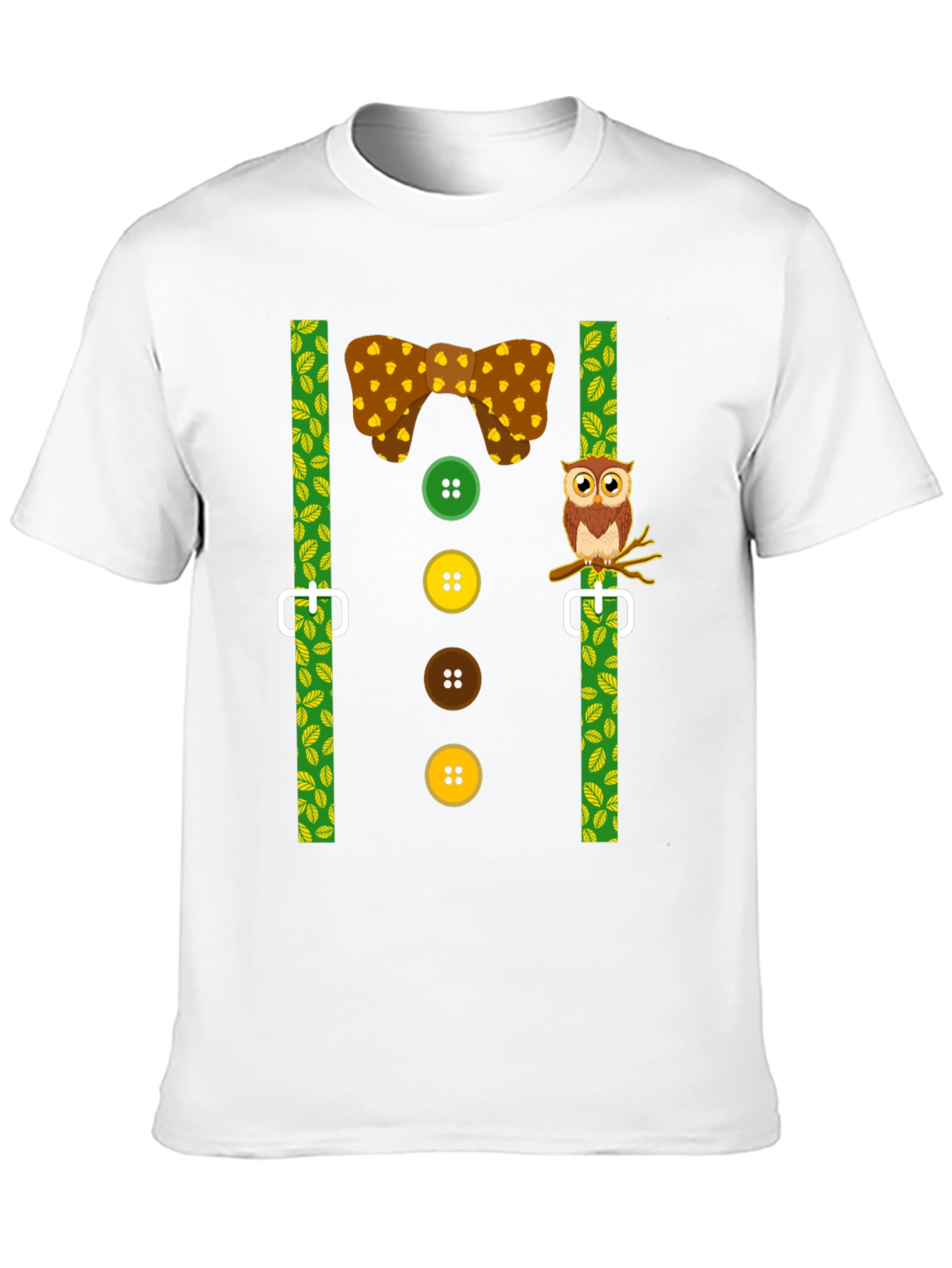 Funny Owl Suspender T-Shirt - Novelty Costume Tee
