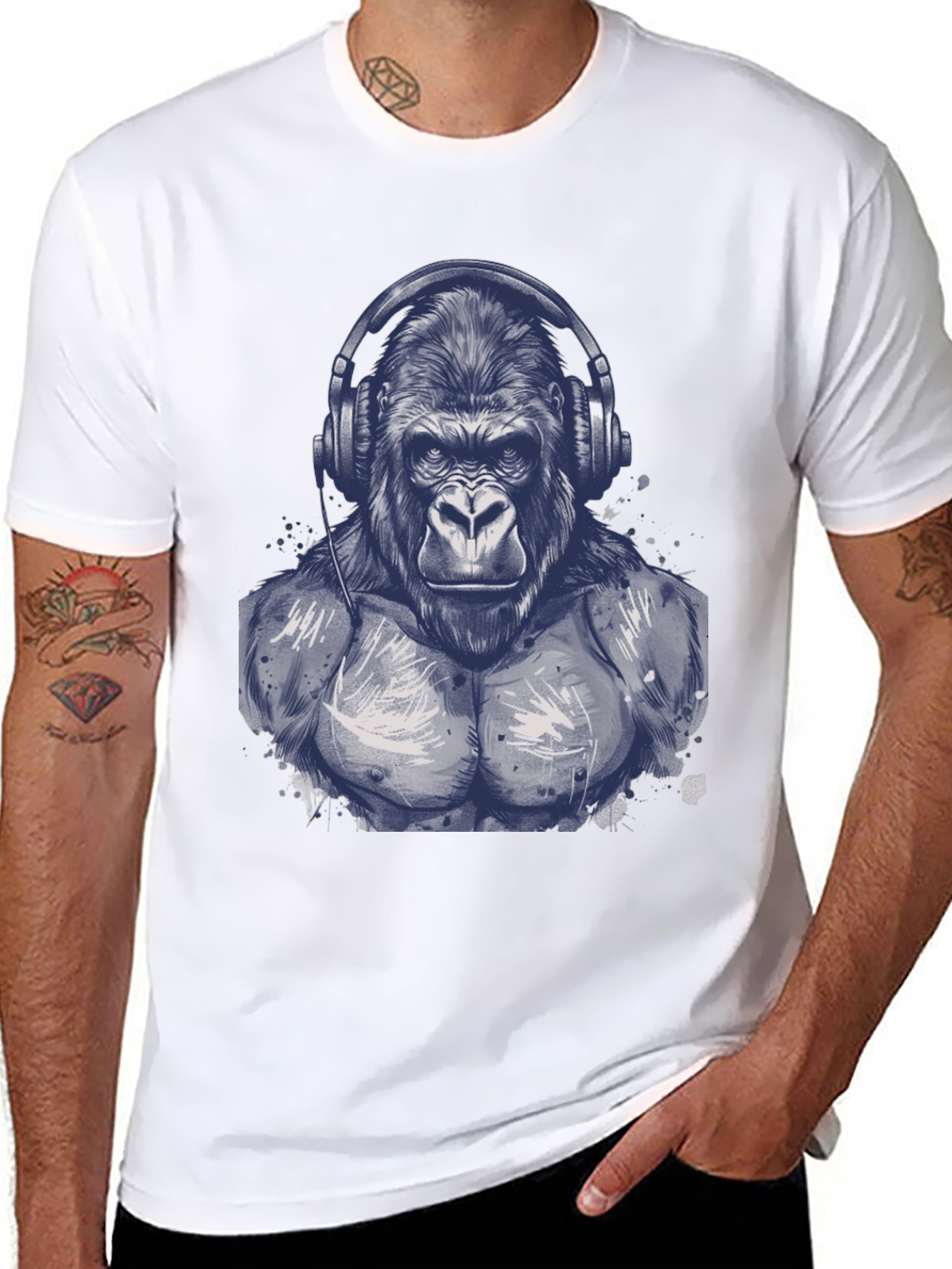 Gorilla Headphone Graphic T-Shirt