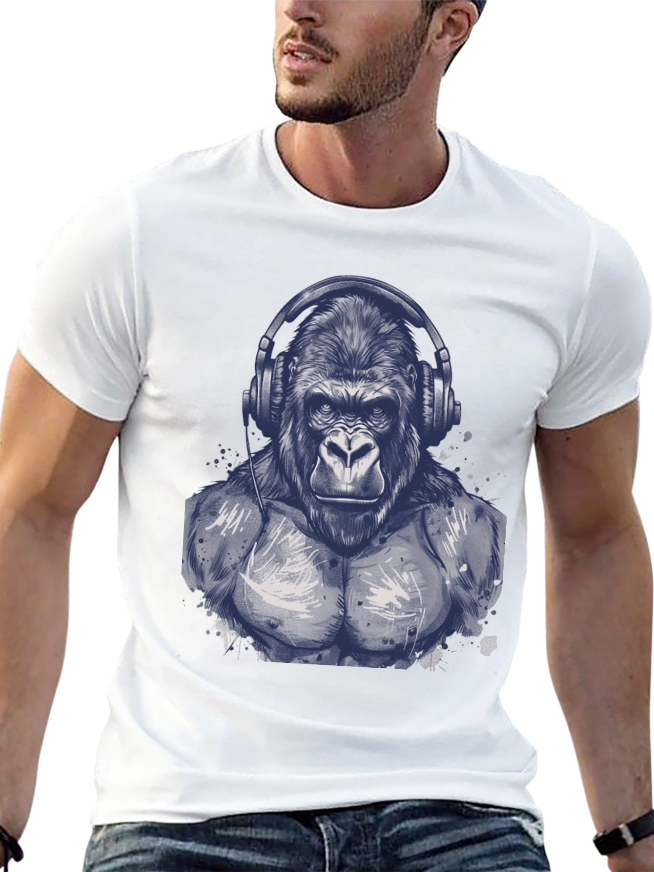 Gorilla Headphone Graphic T-Shirt