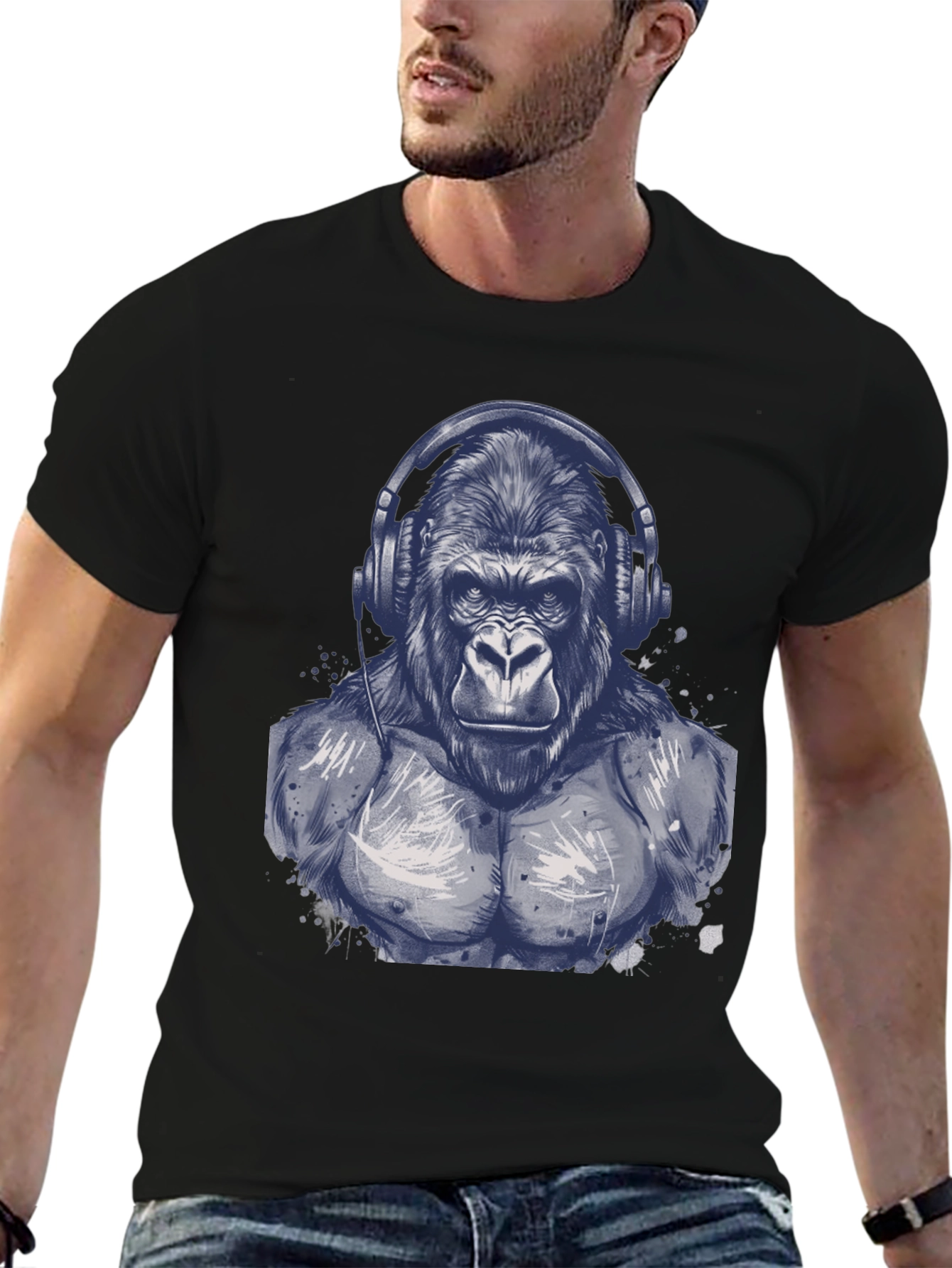 Gorilla Headphone Graphic T-Shirt
