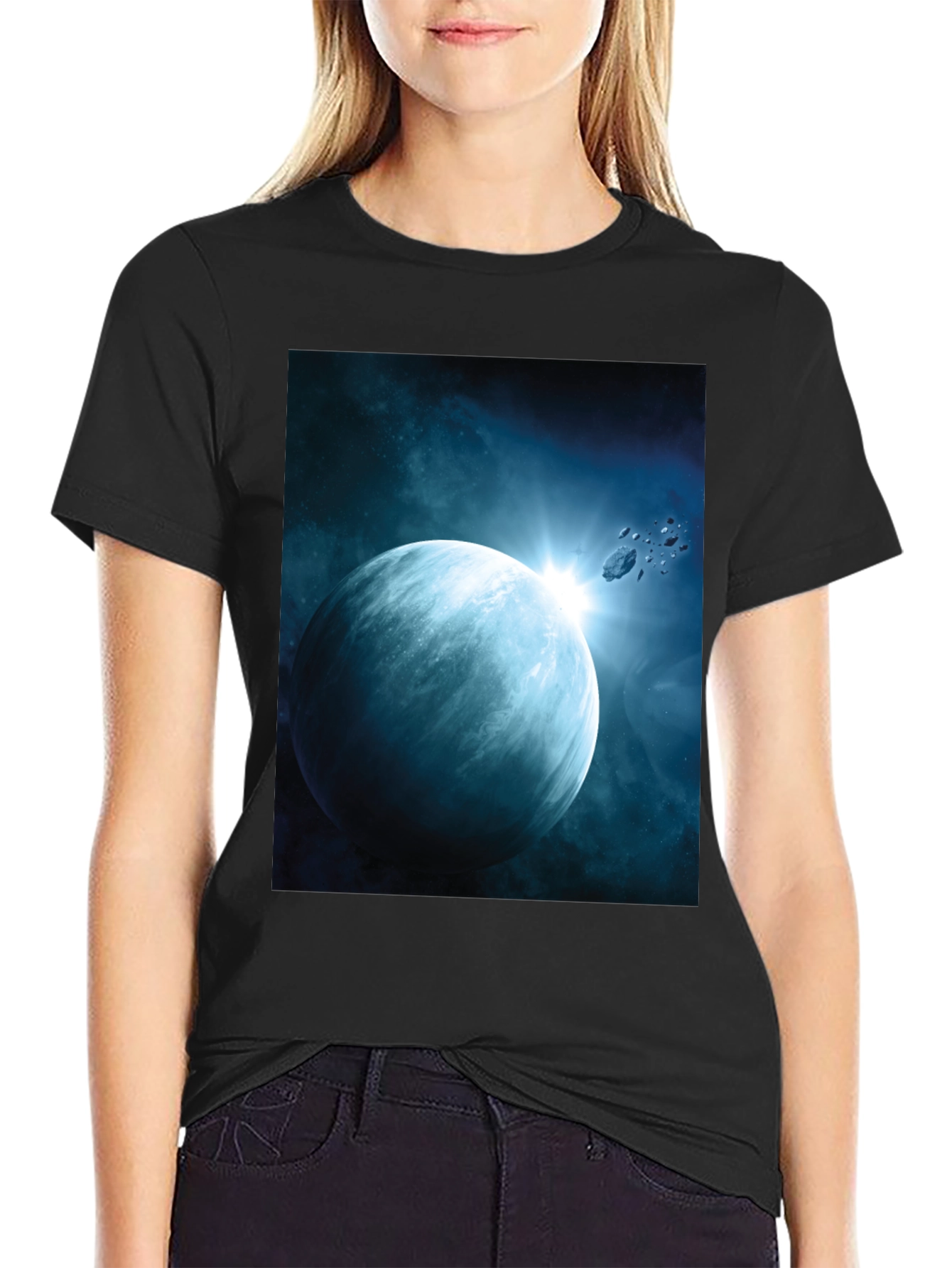 Space Planet Graphic Tee - Black