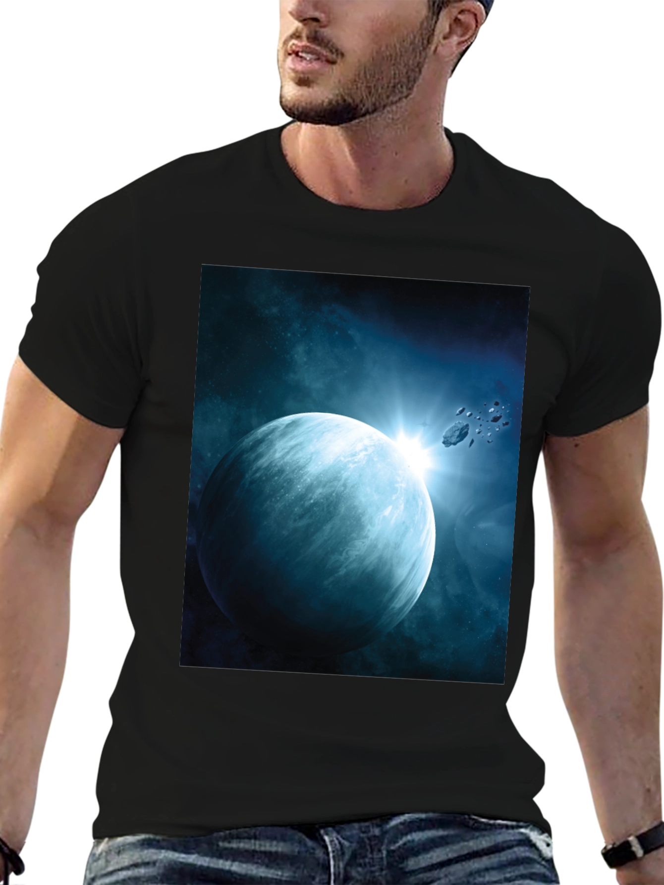 Space Planet Graphic Tee - Black
