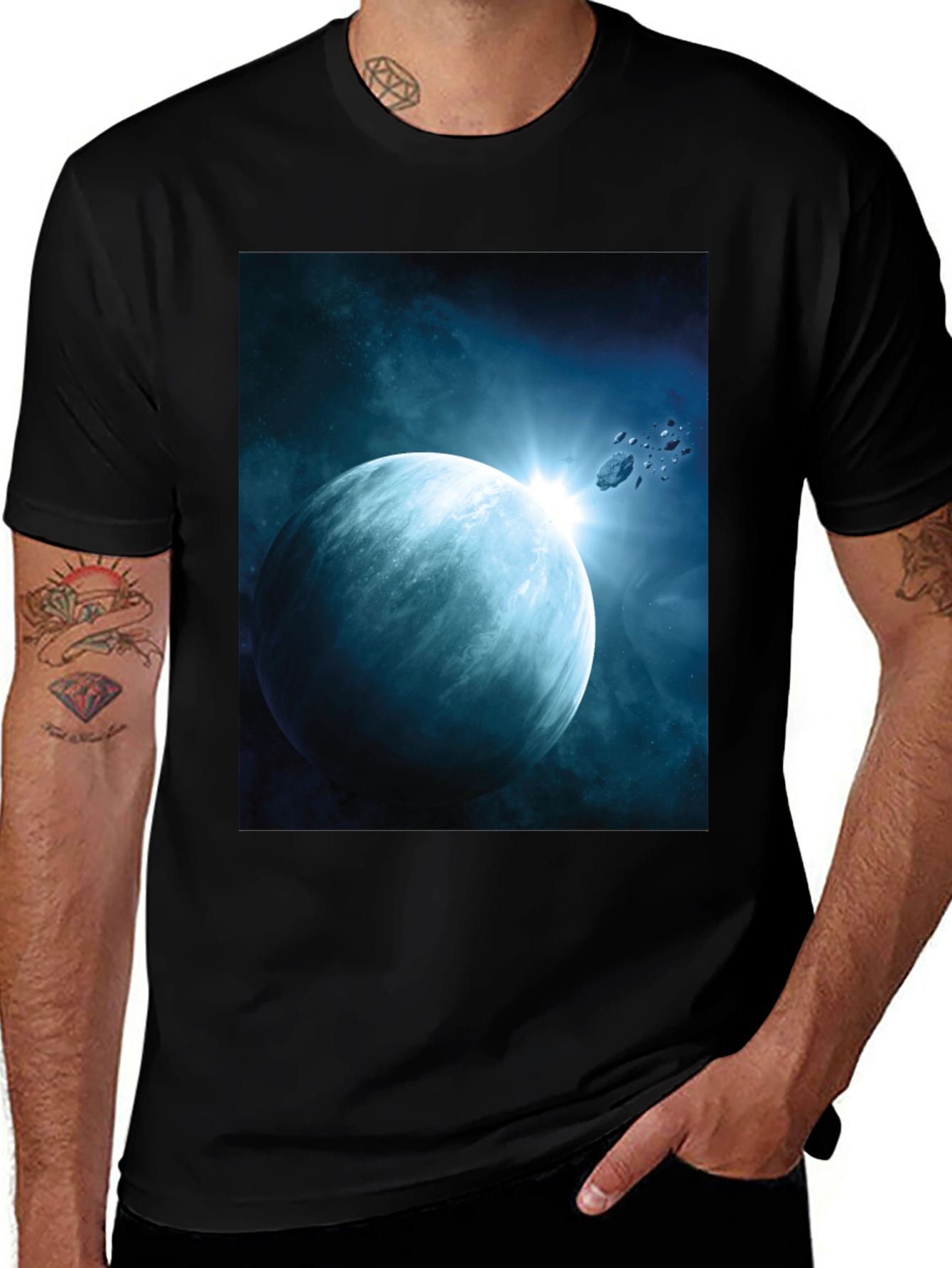 Space Planet Graphic Tee - Black