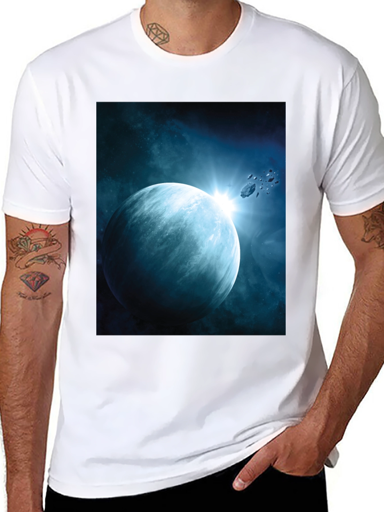 Space Planet Graphic Tee - Black