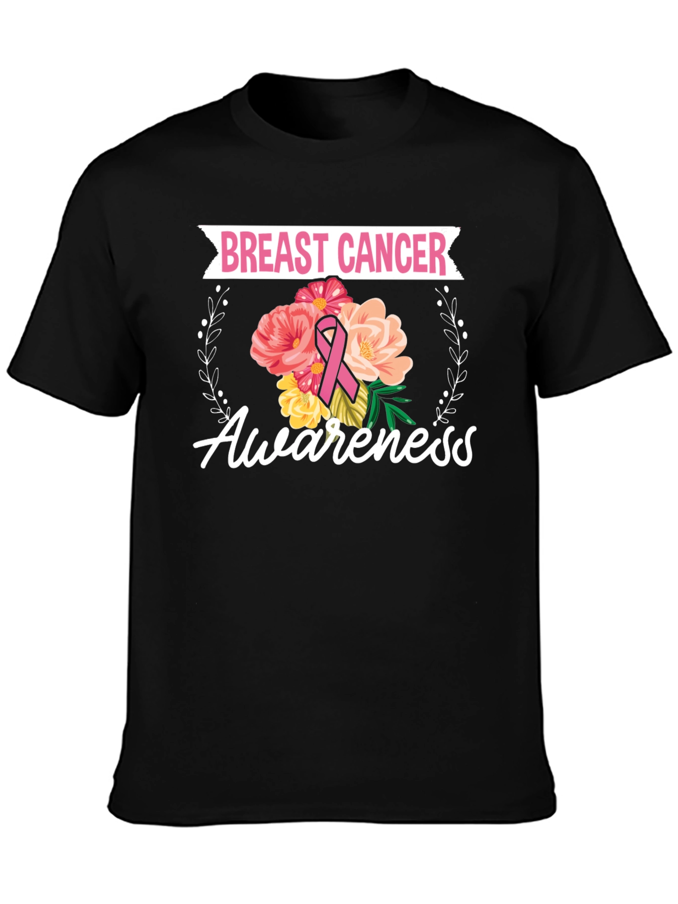 Breast Cancer Awareness Floral T-Shirt