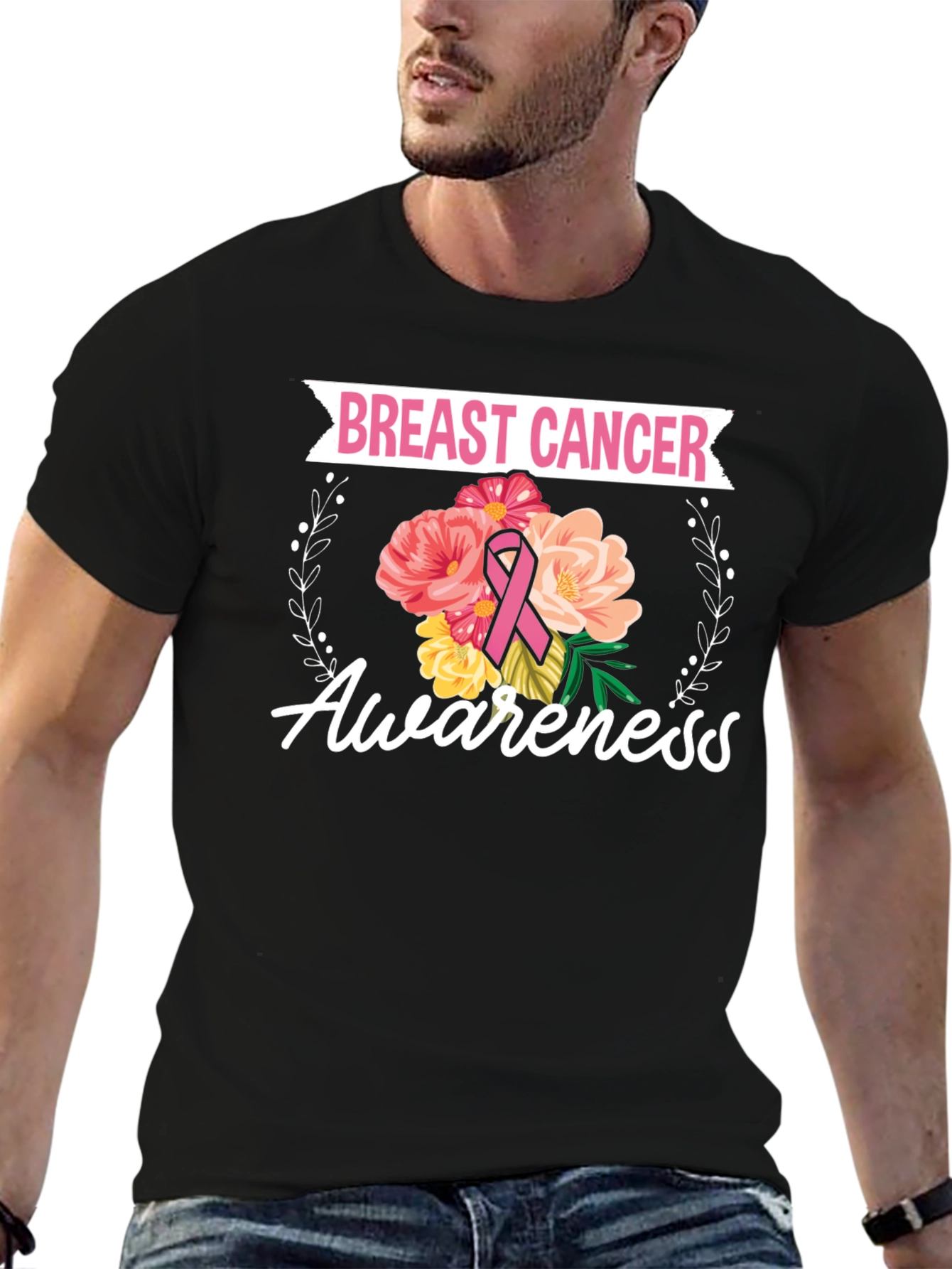 Breast Cancer Awareness Floral T-Shirt