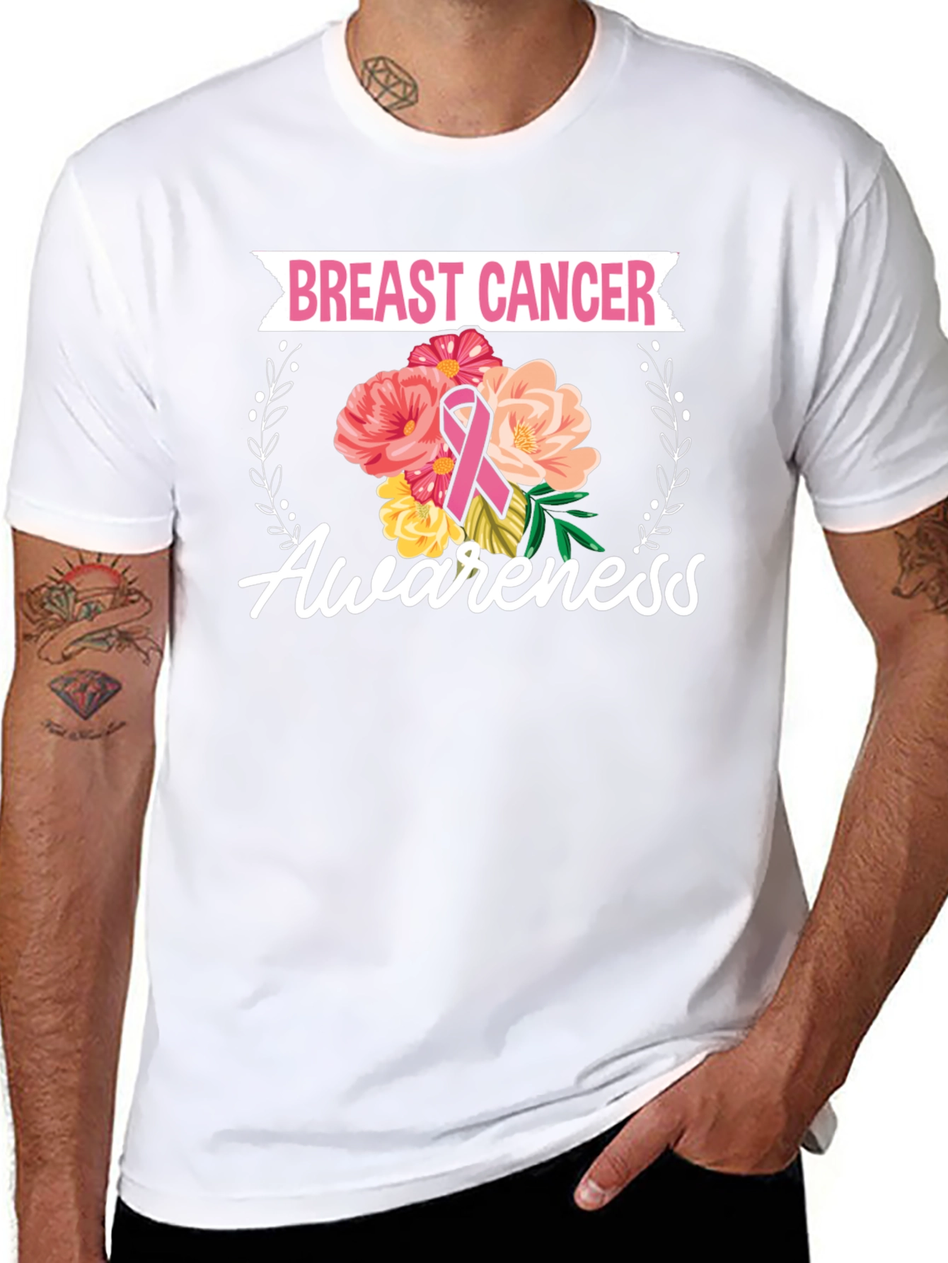 Breast Cancer Awareness Floral T-Shirt