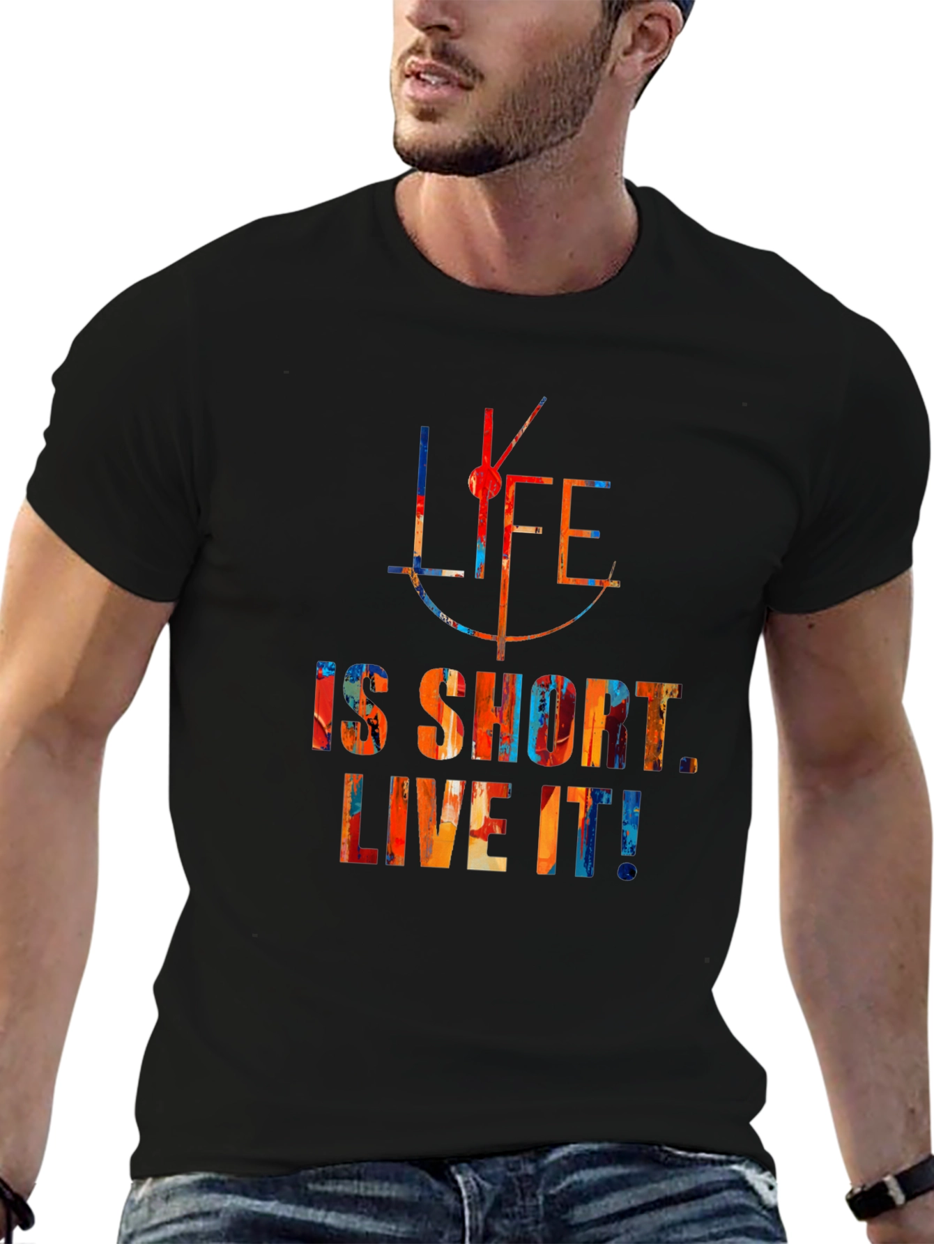 Life is Short Live It Mens Black T-Shirt