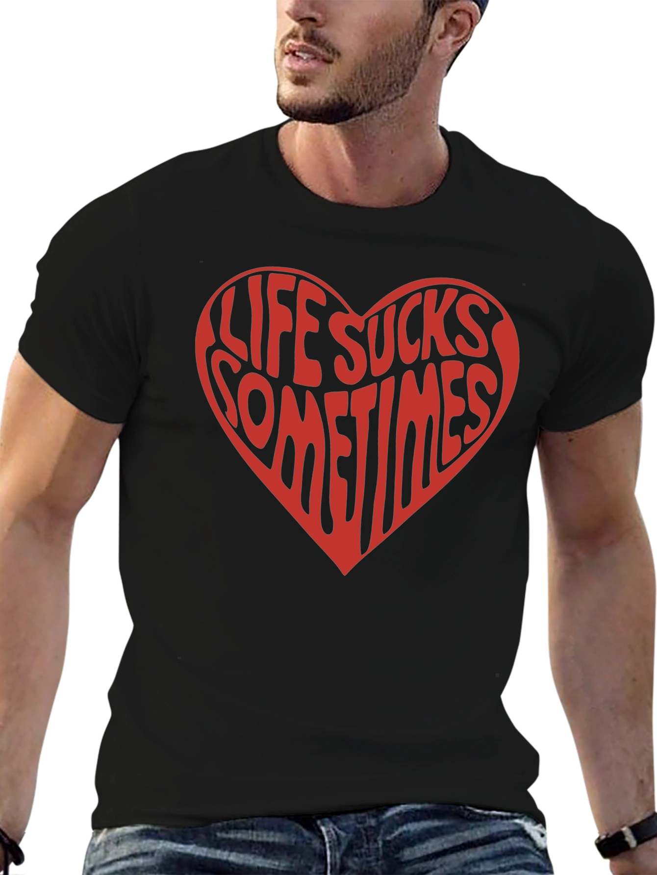 Life Sucks Sometimes Heart Graphic T-Shirt