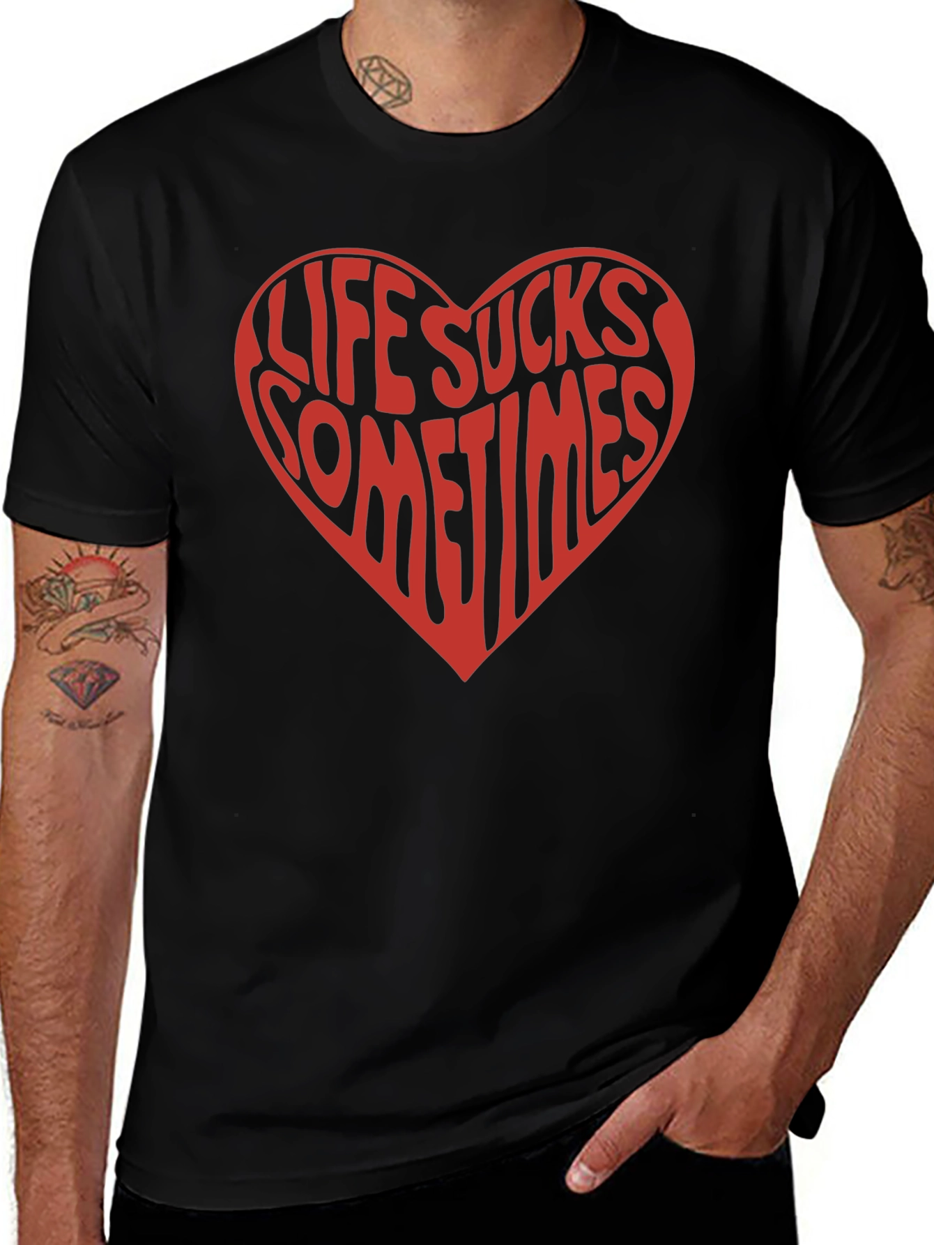 Life Sucks Sometimes Heart Graphic T-Shirt