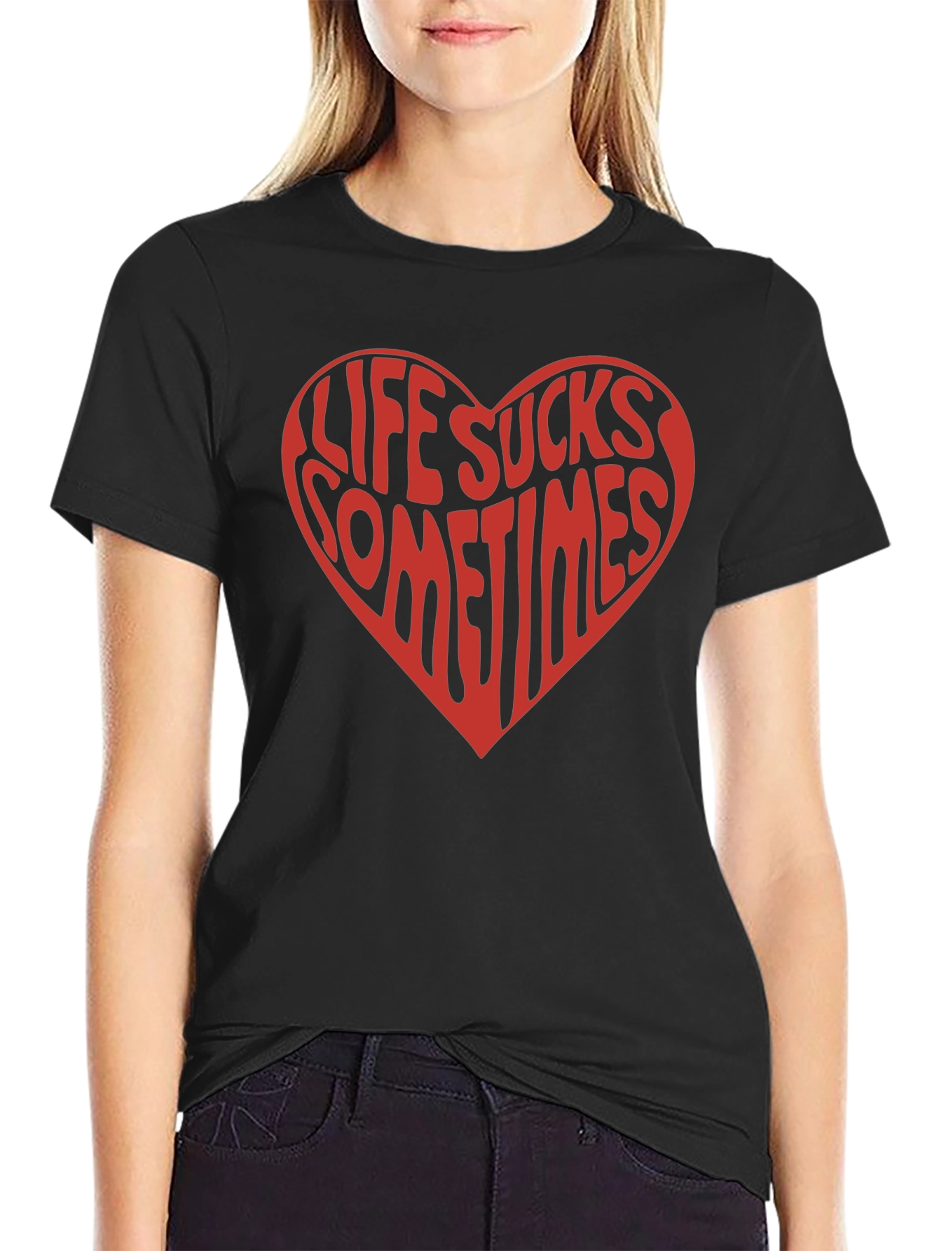 Life Sucks Sometimes Heart Graphic T-Shirt