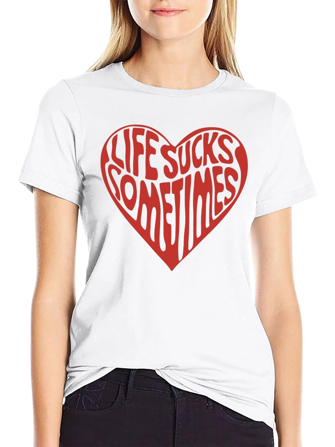 Life Sucks Sometimes Heart Graphic T-Shirt