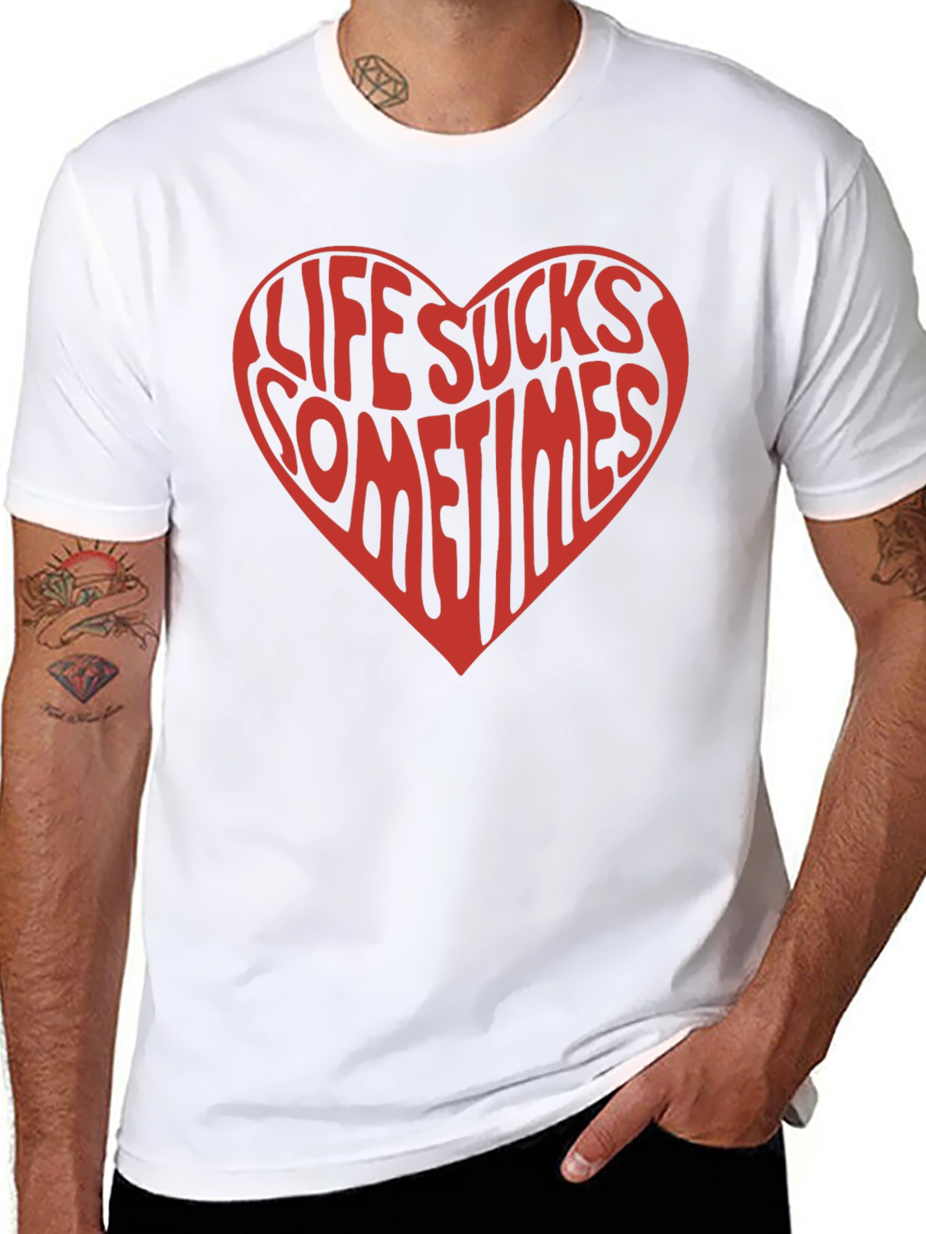 Life Sucks Sometimes Heart Graphic T-Shirt
