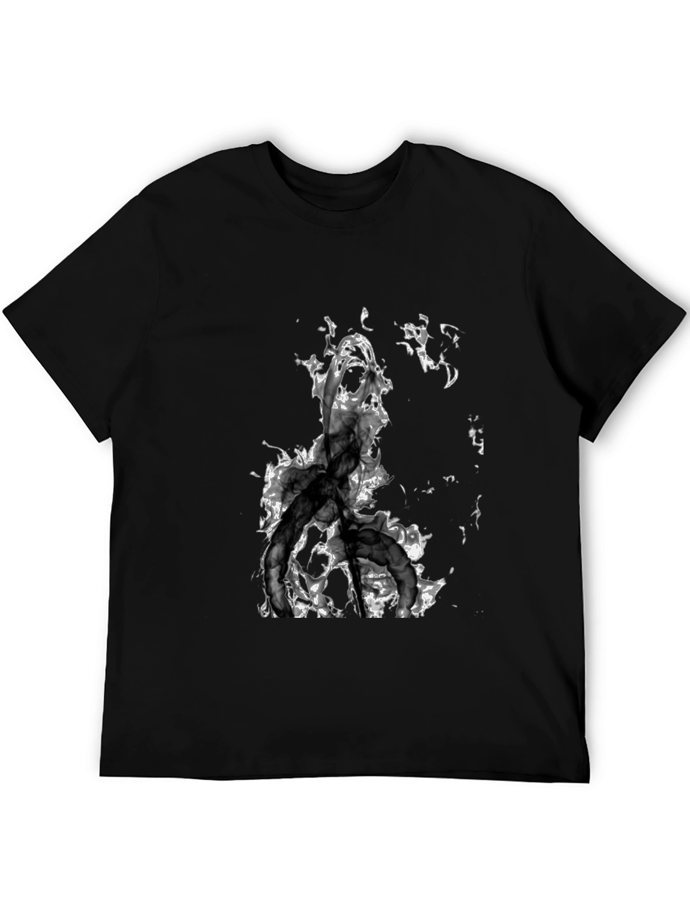 Abstract Smoke Design Black T-Shirt