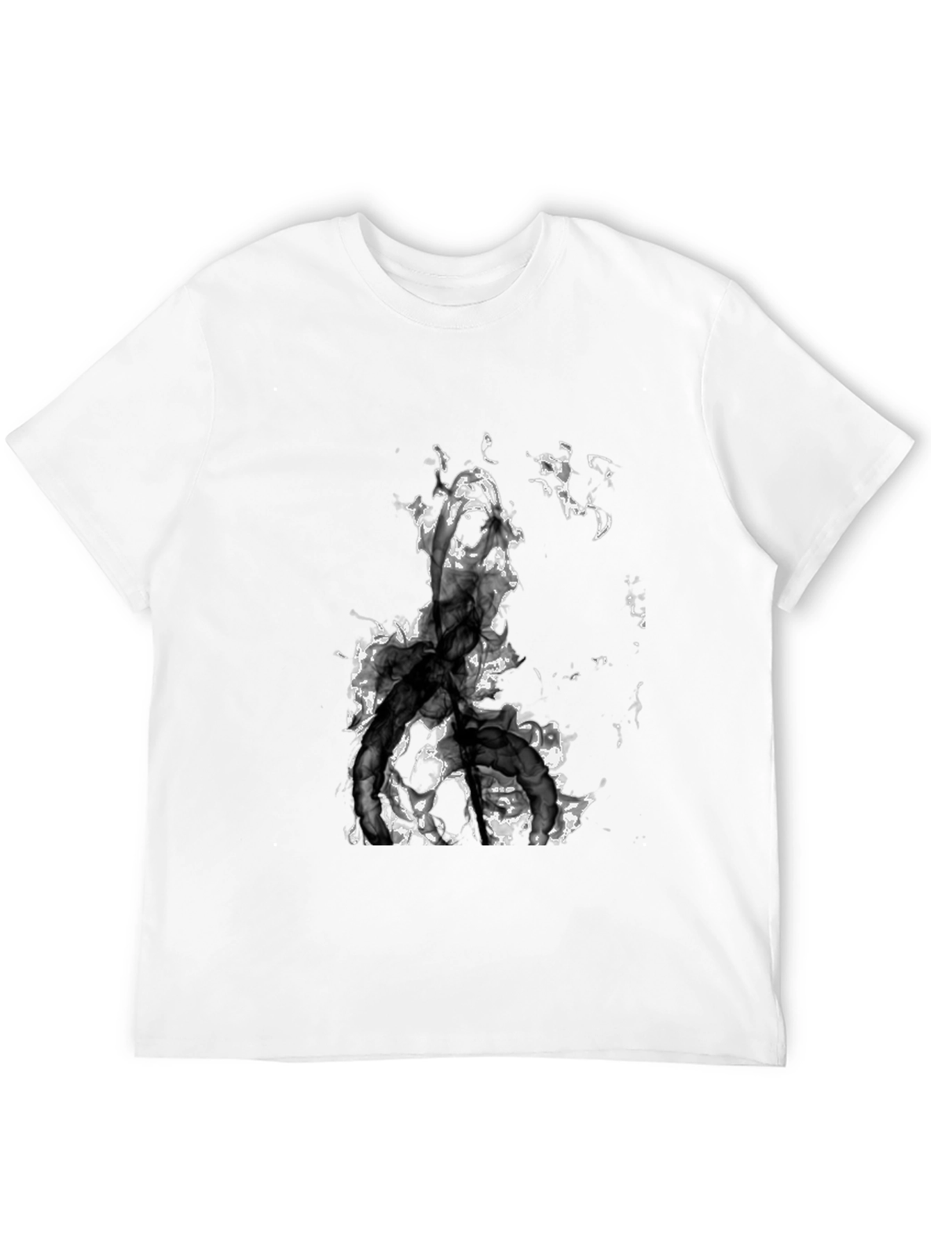 Abstract Smoke Design Black T-Shirt