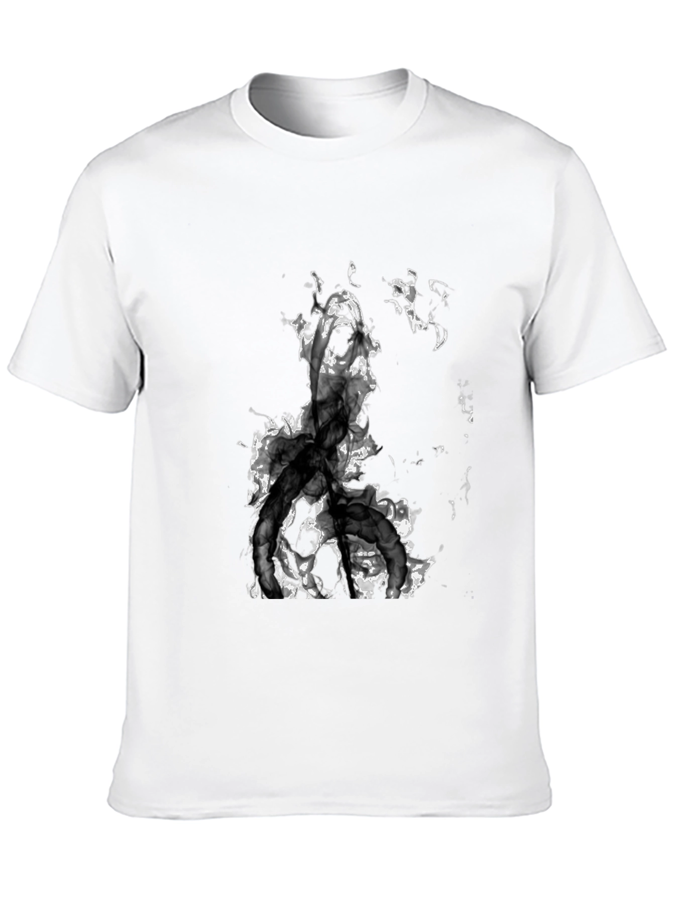 Abstract Smoke Design Black T-Shirt