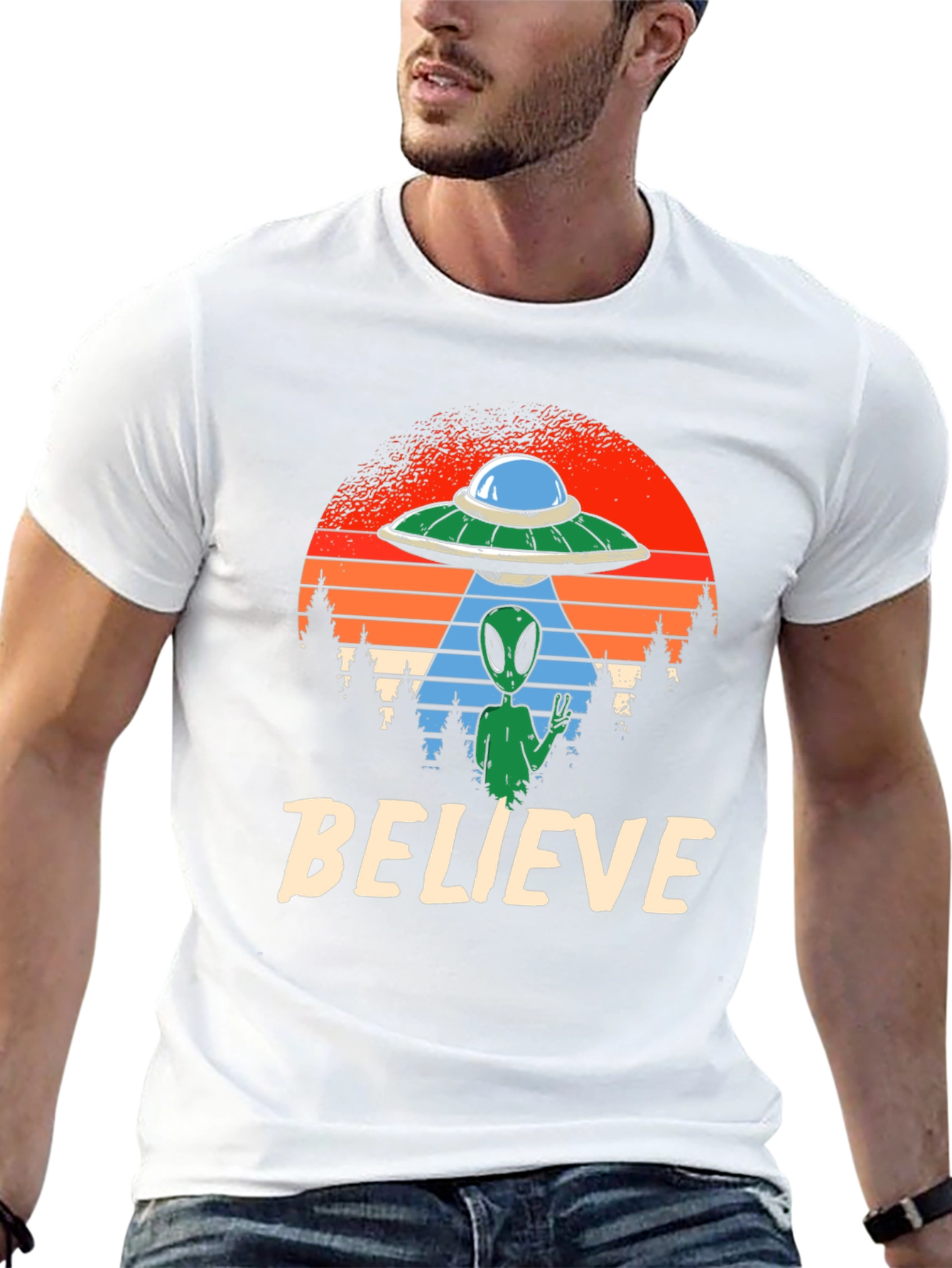 Believe Alien UFO Graphic Tee