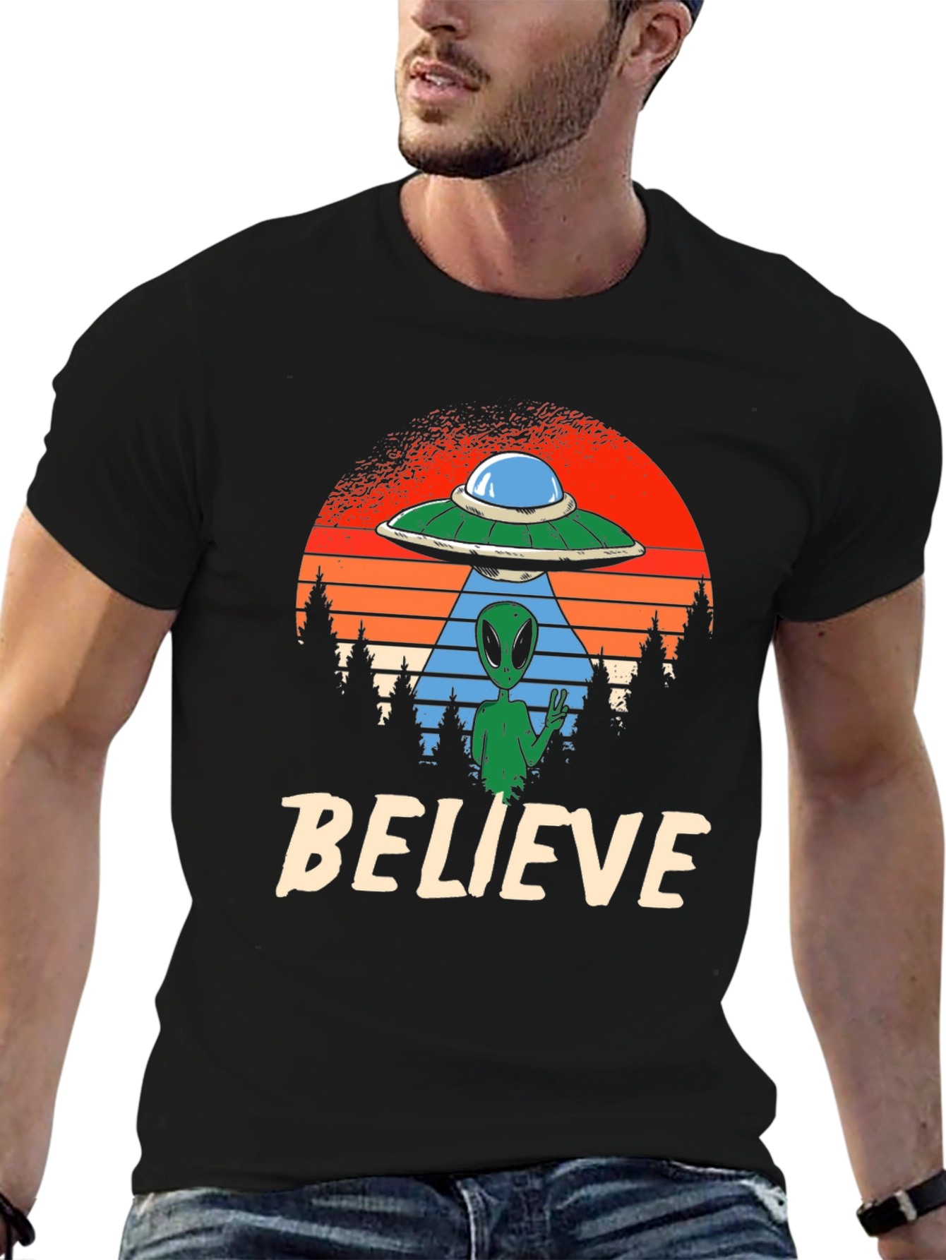 Believe Alien UFO Graphic Tee