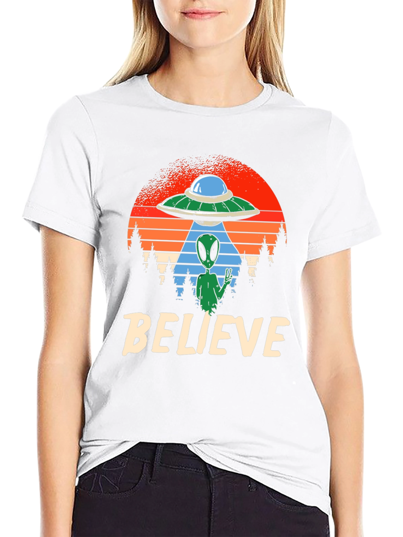 Believe Alien UFO Graphic Tee