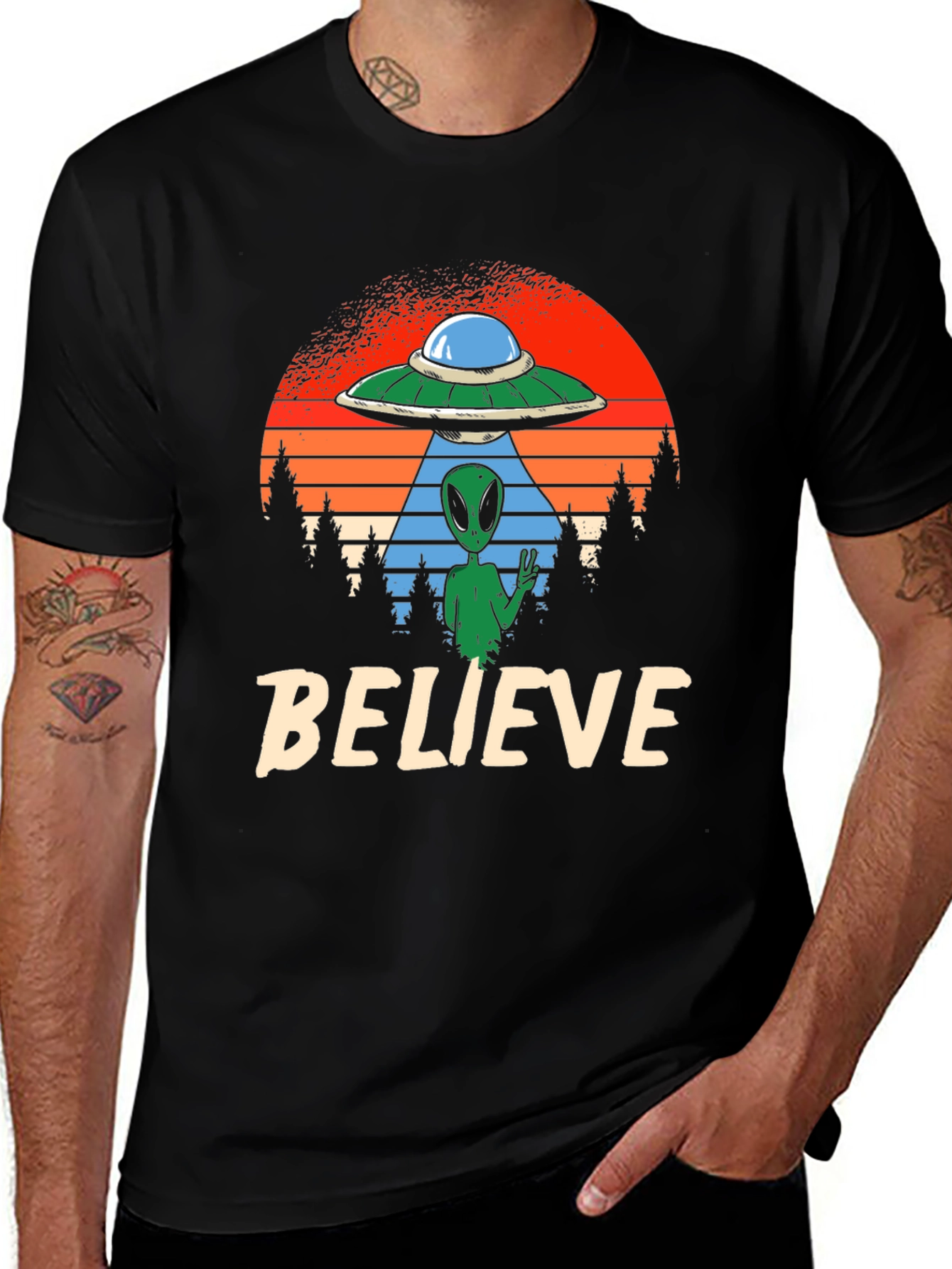 Believe Alien UFO Graphic Tee