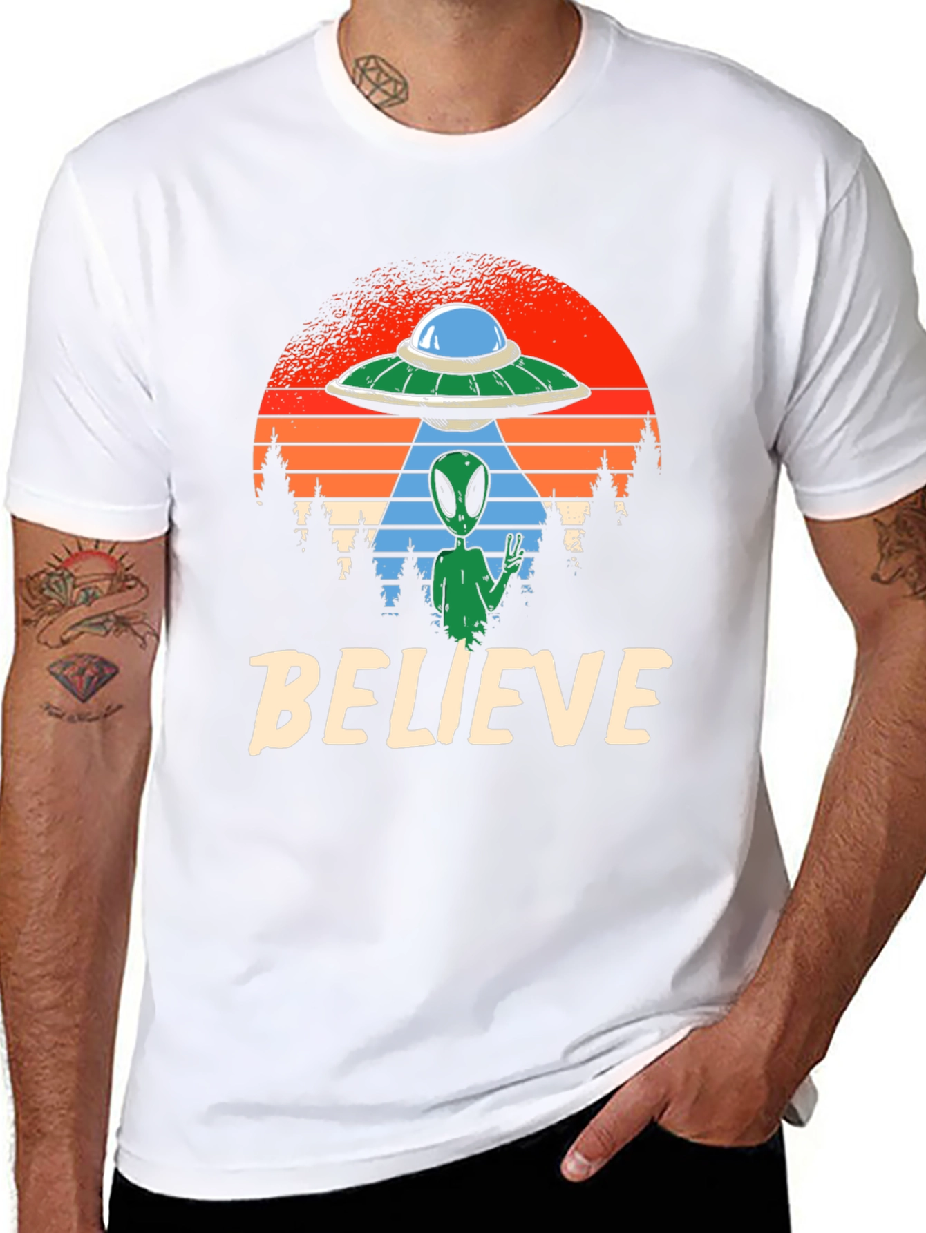 Believe Alien UFO Graphic Tee