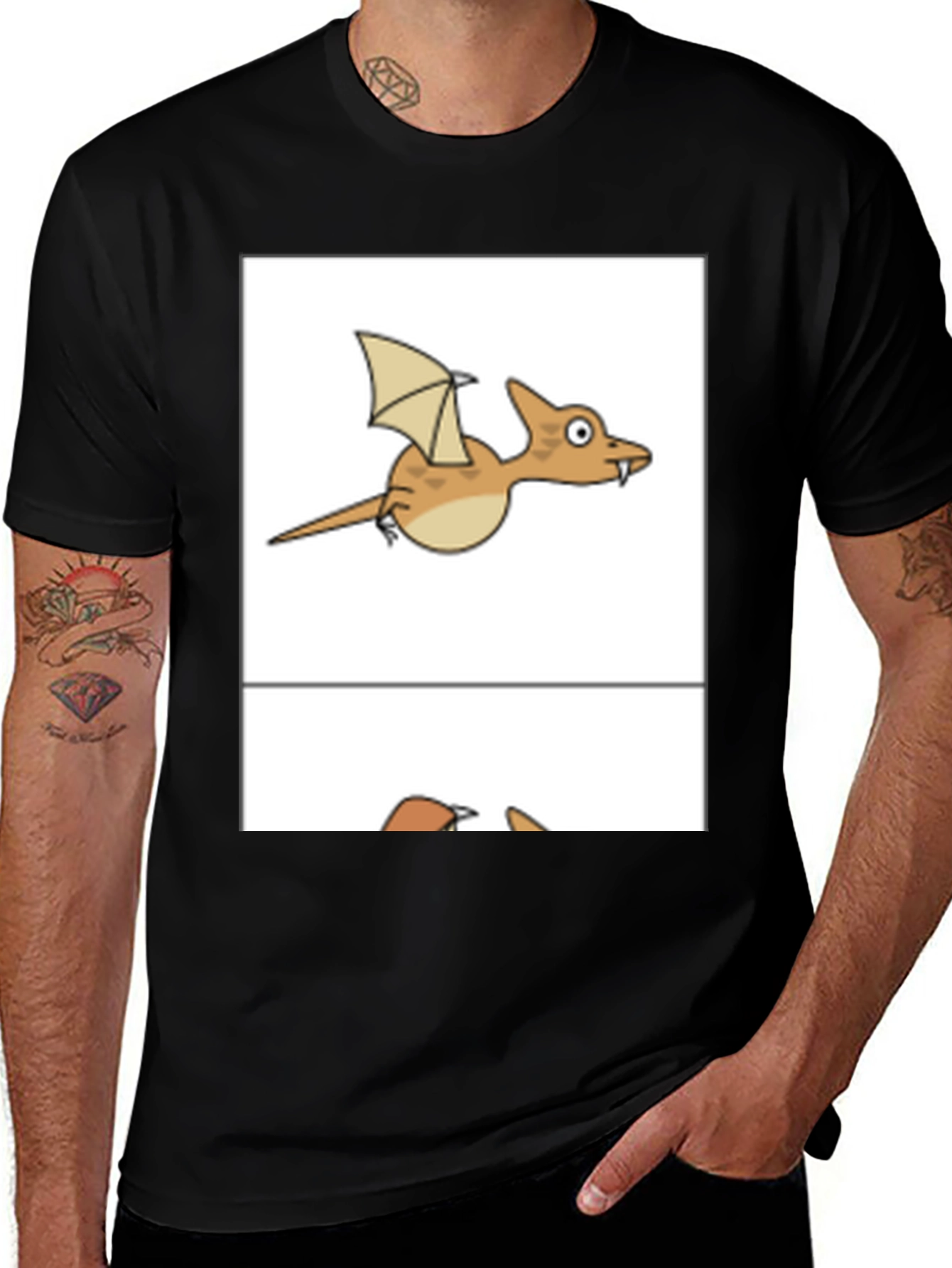 Cool Dragon Graphic Tee - Black Cotton Blend