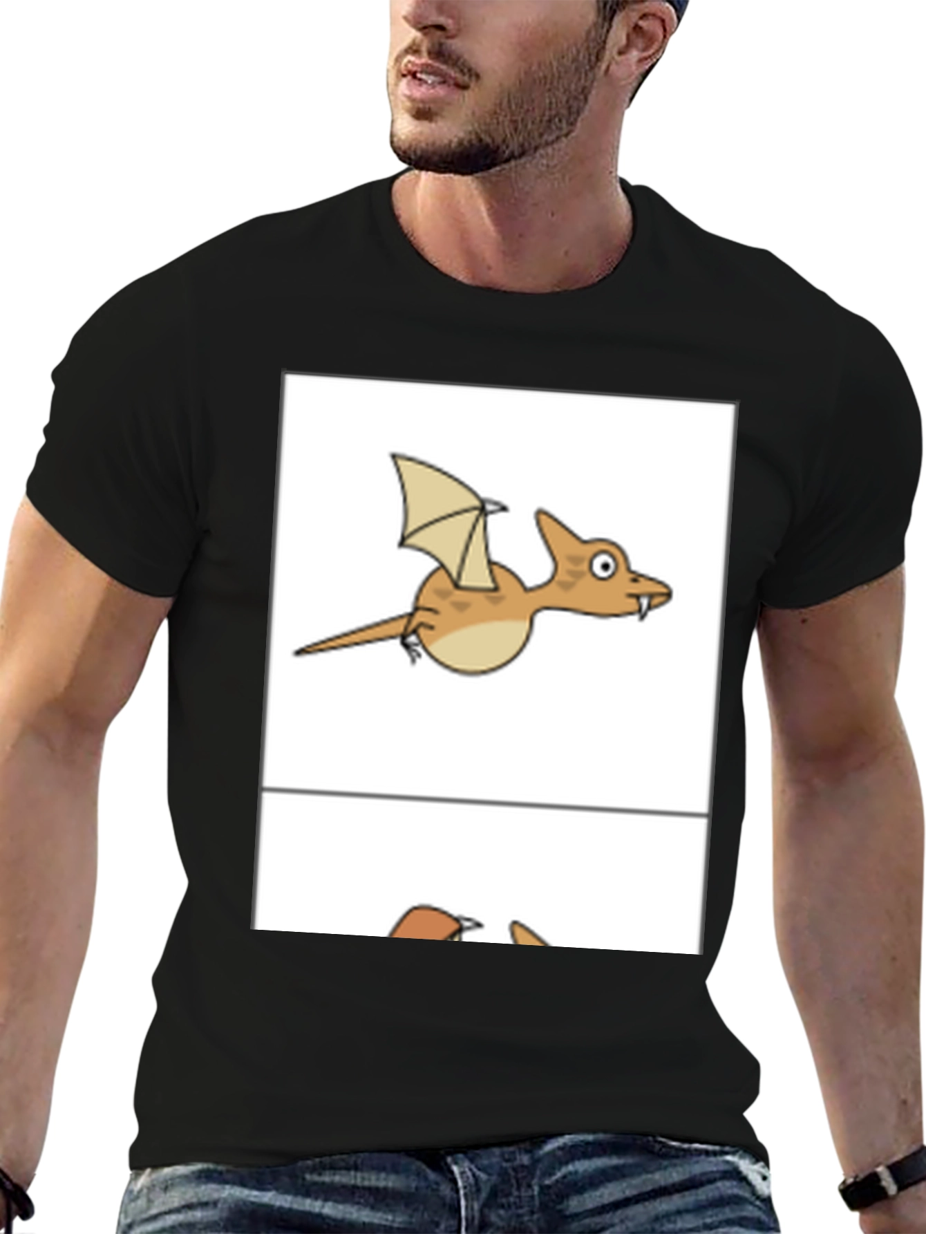 Cool Dragon Graphic Tee - Black Cotton Blend