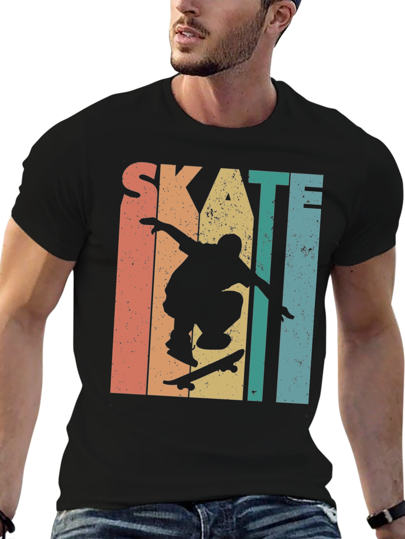 Skateboarding Retro Graphic Tee - Black