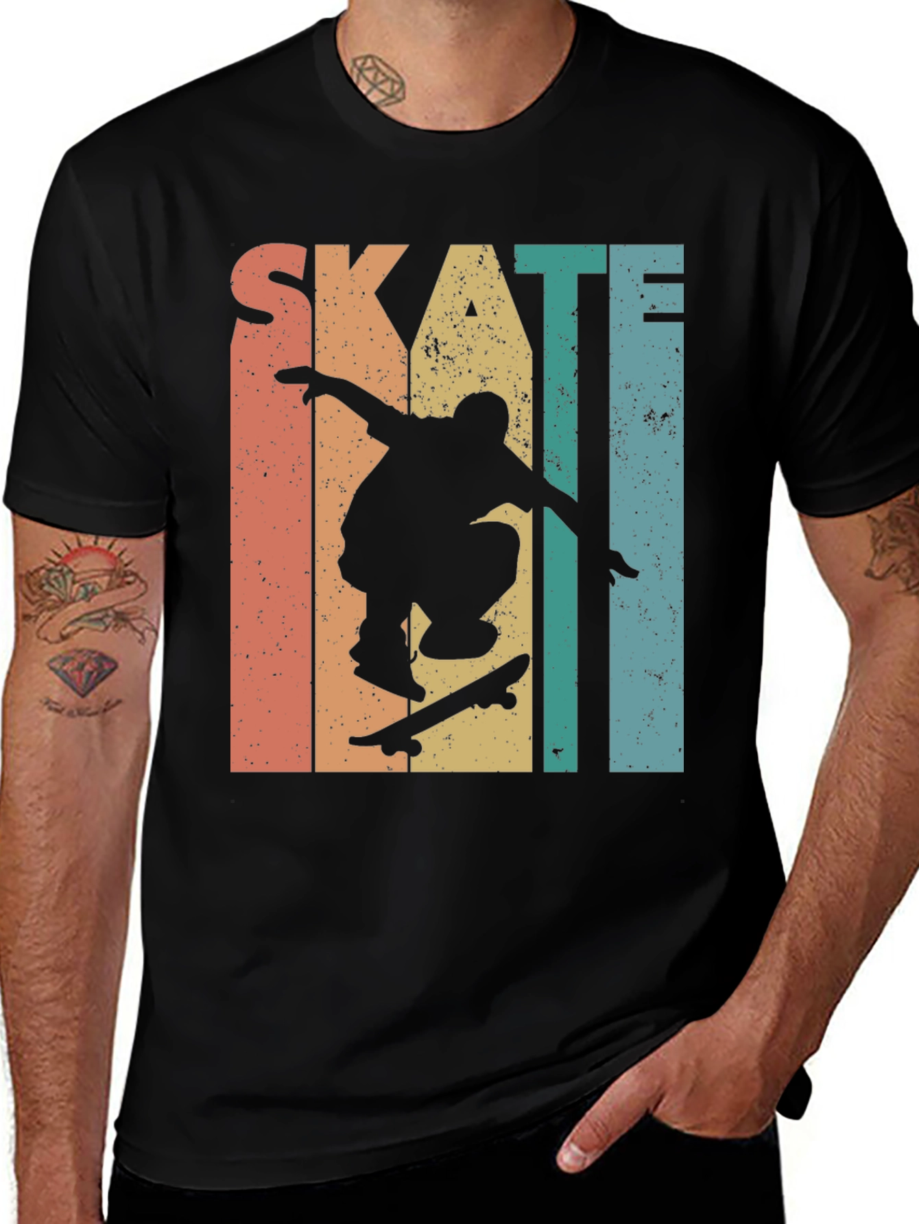 Skateboarding Retro Graphic Tee - Black