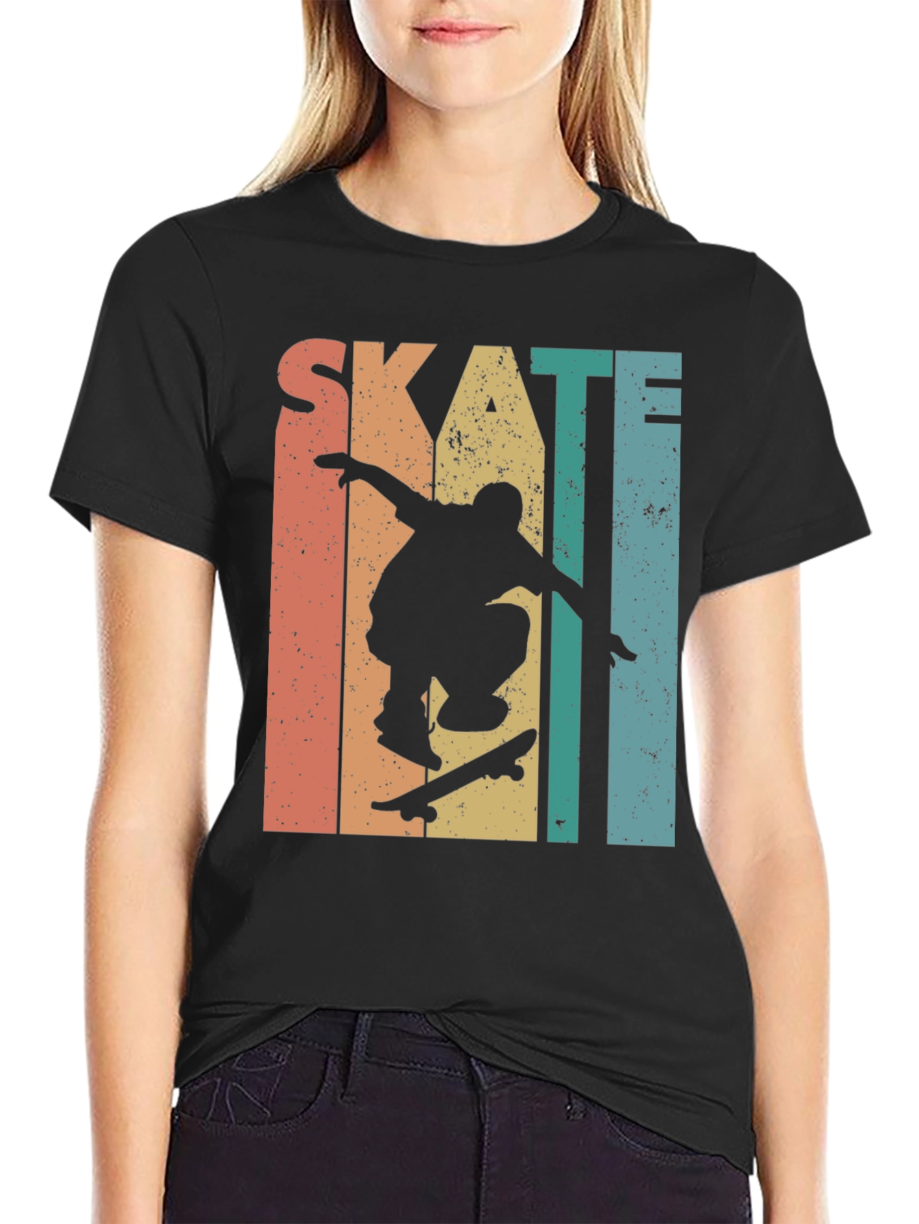 Skateboarding Retro Graphic Tee - Black
